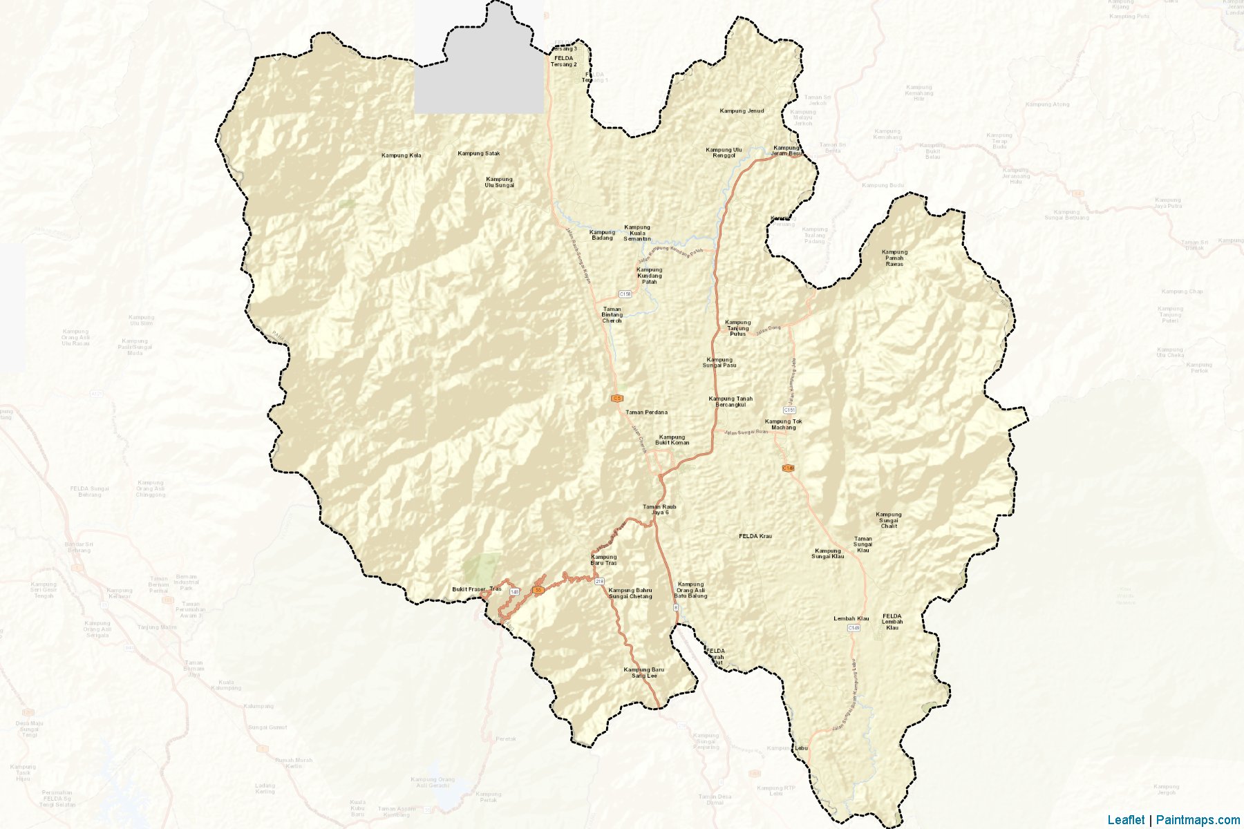 Muestras de recorte de mapas Raub (Pahang)-2