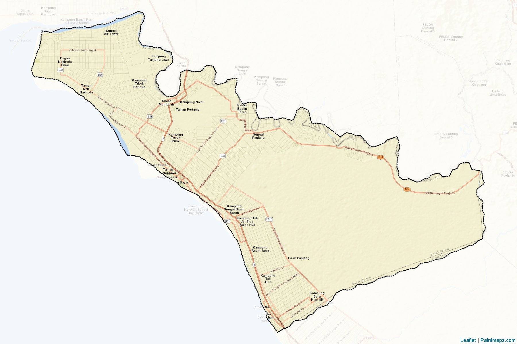 Muestras de recorte de mapas Sabak Bernam (Selangor)-2