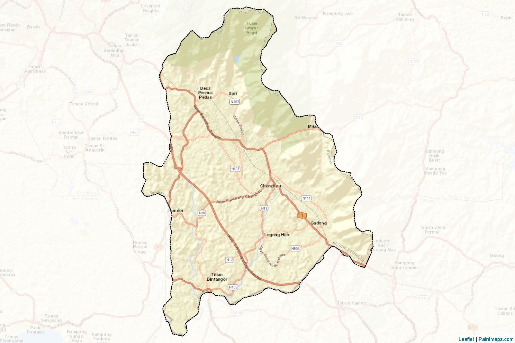 Muestras de recorte de mapas Rembau (Negeri Sembilan)-2