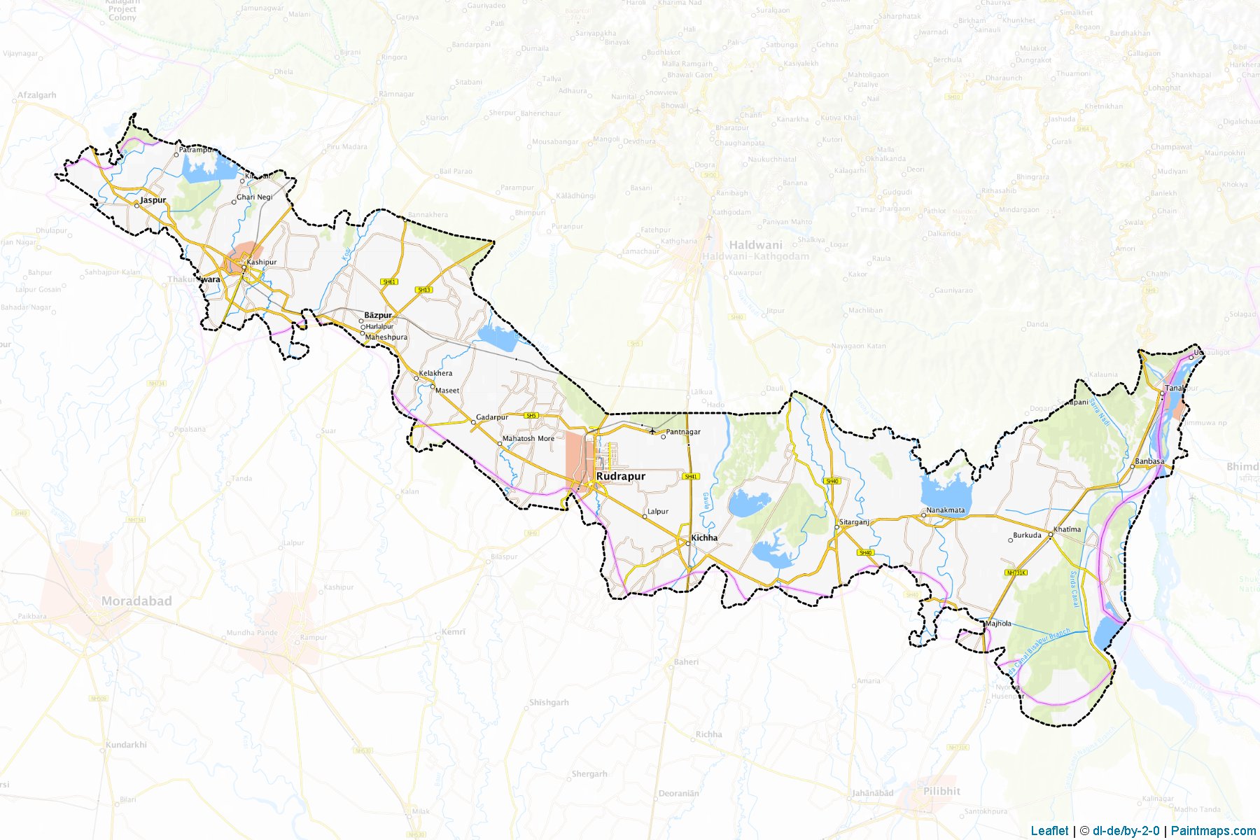 Udham Singh Nagar (Uttarakhand) Map Cropping Samples-1