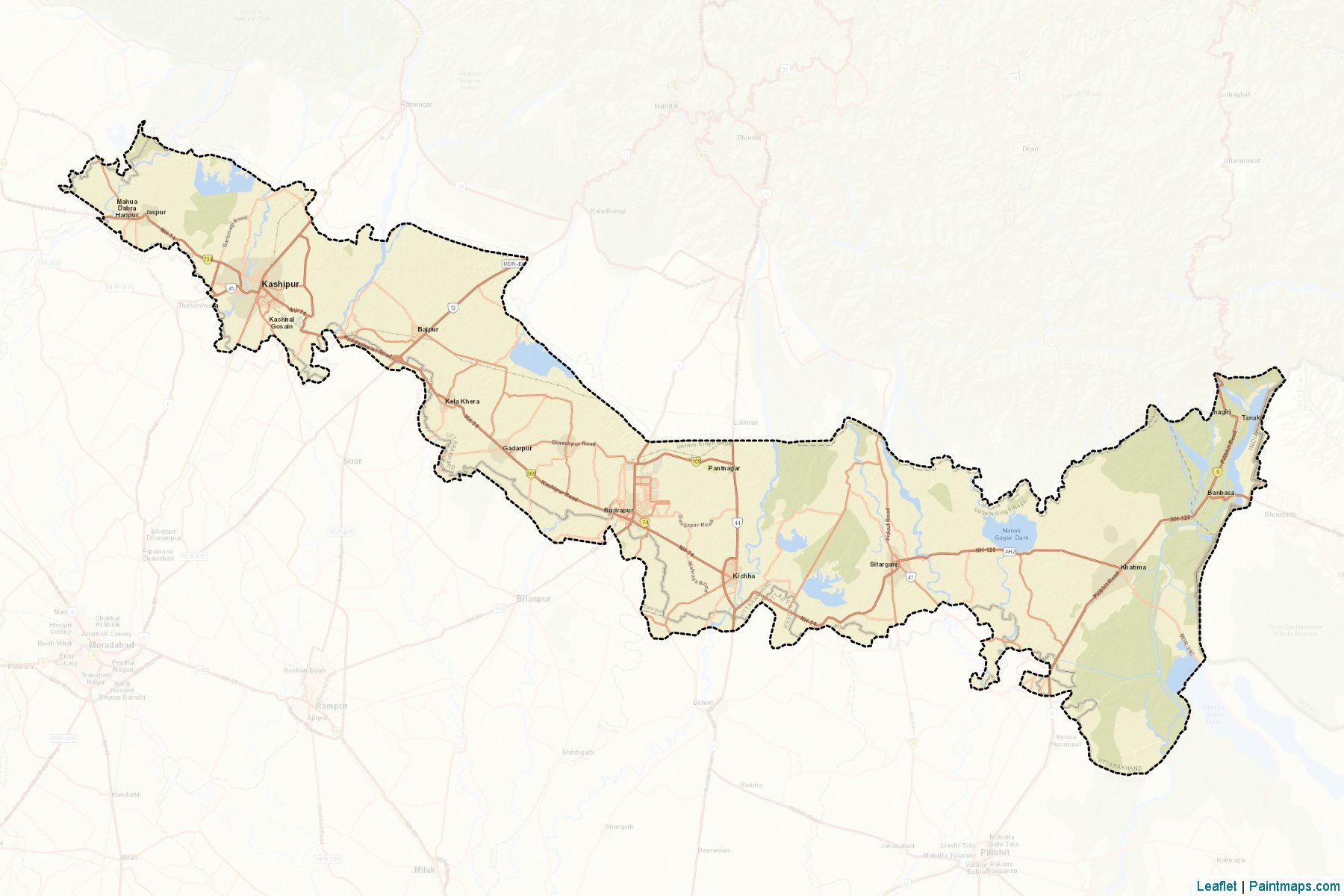 Udham Singh Nagar (Uttarakhand) Map Cropping Samples-2