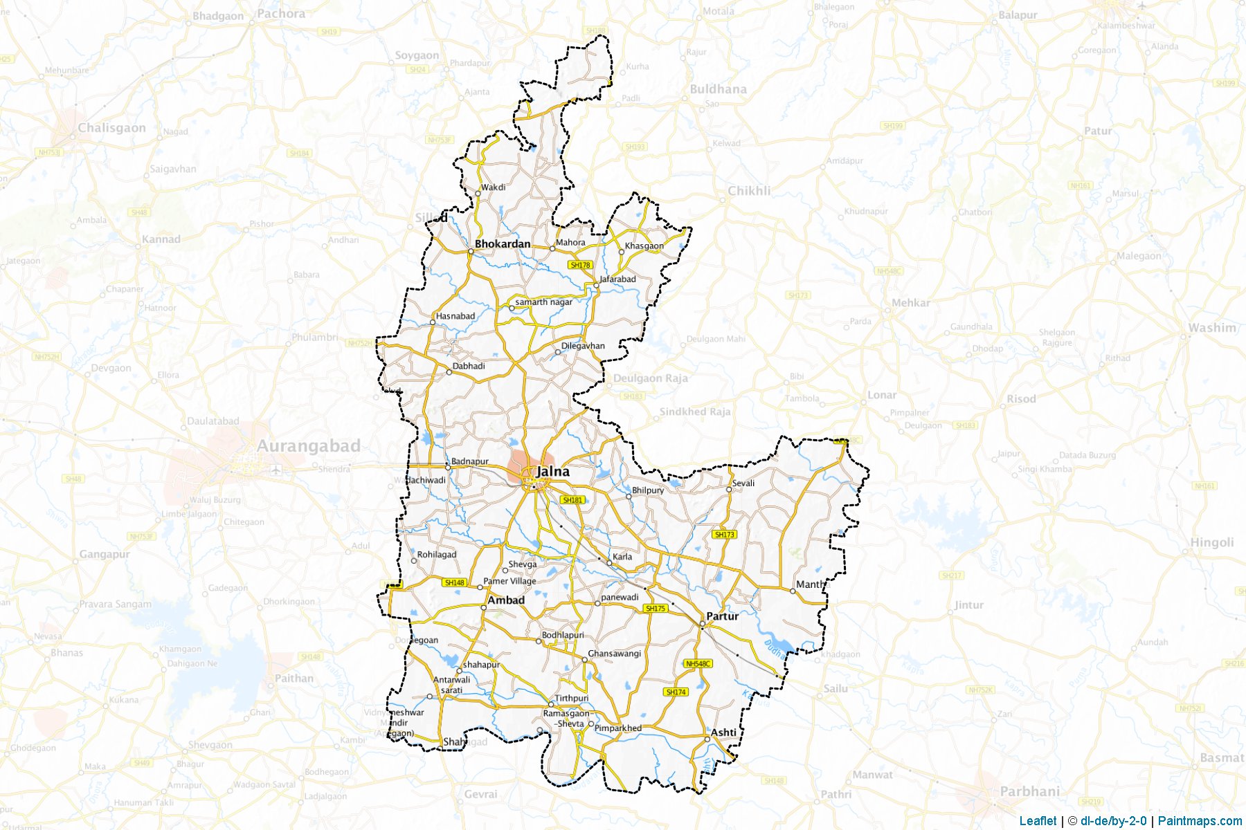 Muestras de recorte de mapas Jalna (Maharashtra)-1