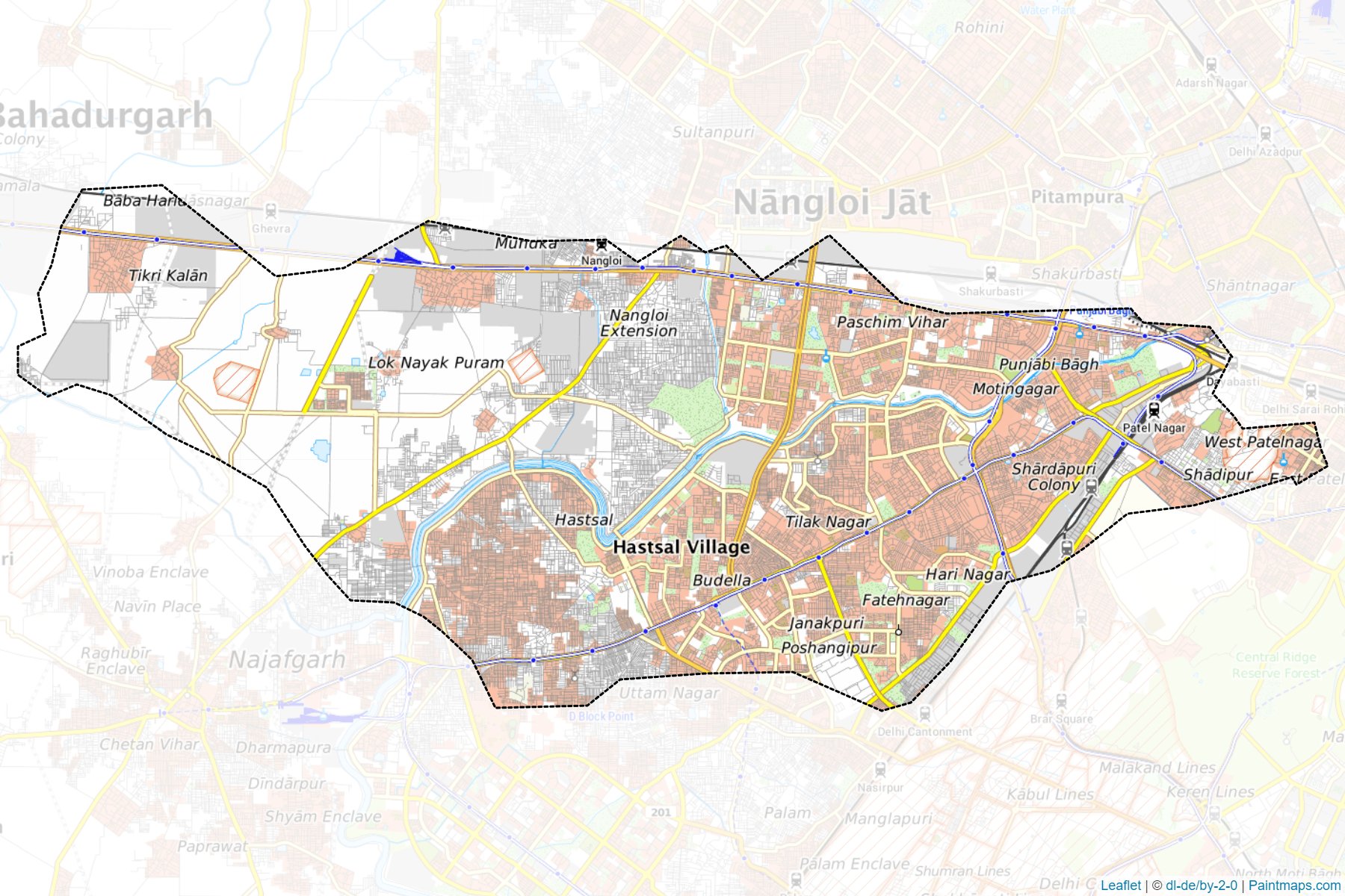 Muestras de recorte de mapas West Delhi (Delhi)-1