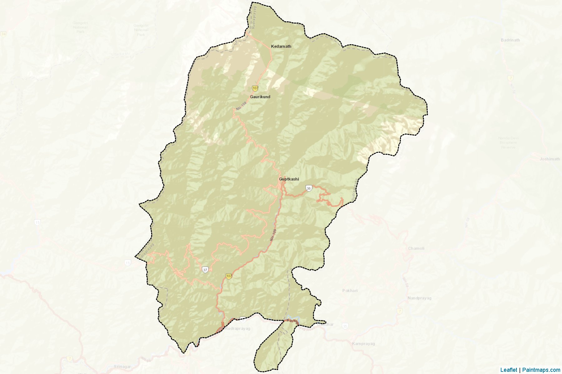 Muestras de recorte de mapas Rudraprayag (Uttarakhand)-2