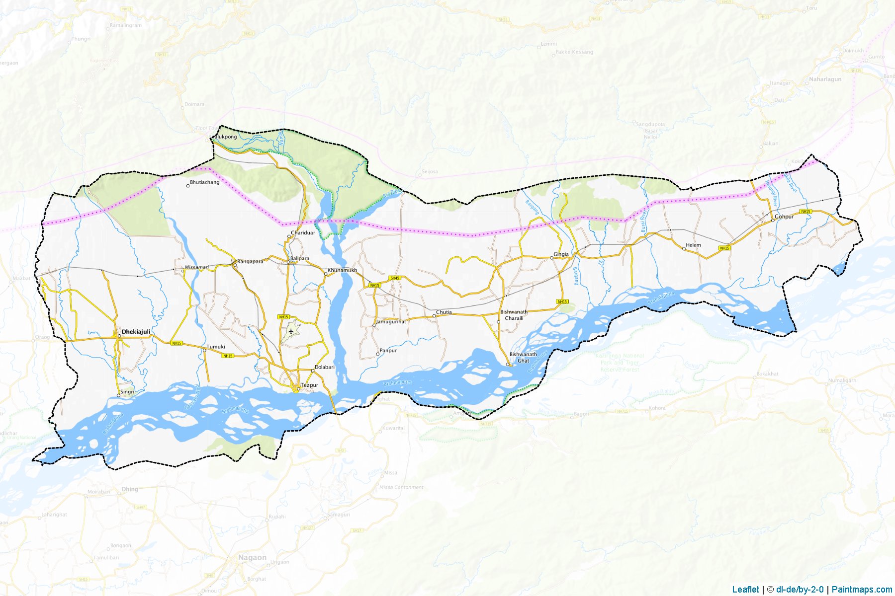 Muestras de recorte de mapas Sonitpur (Assam)-1