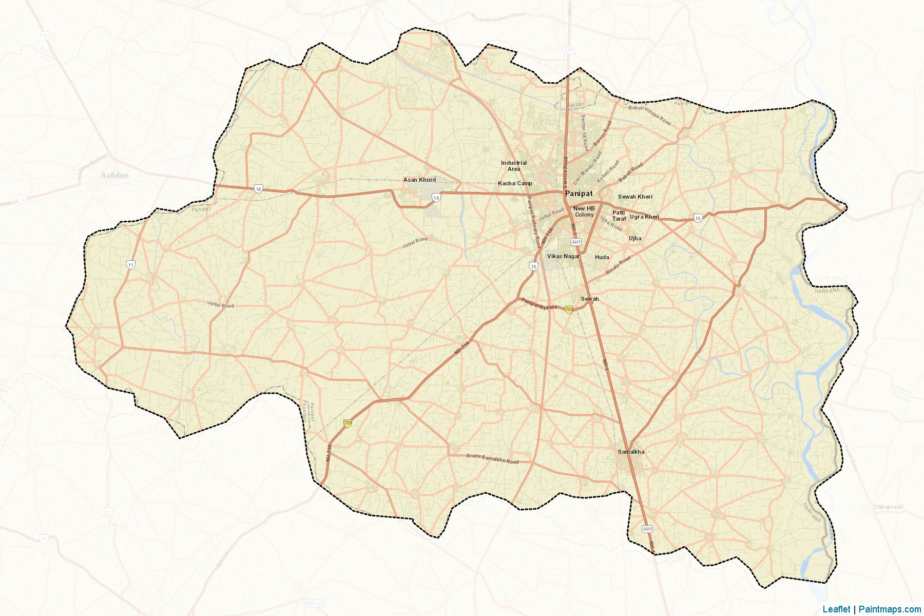 Muestras de recorte de mapas Panipat (Haryana)-2