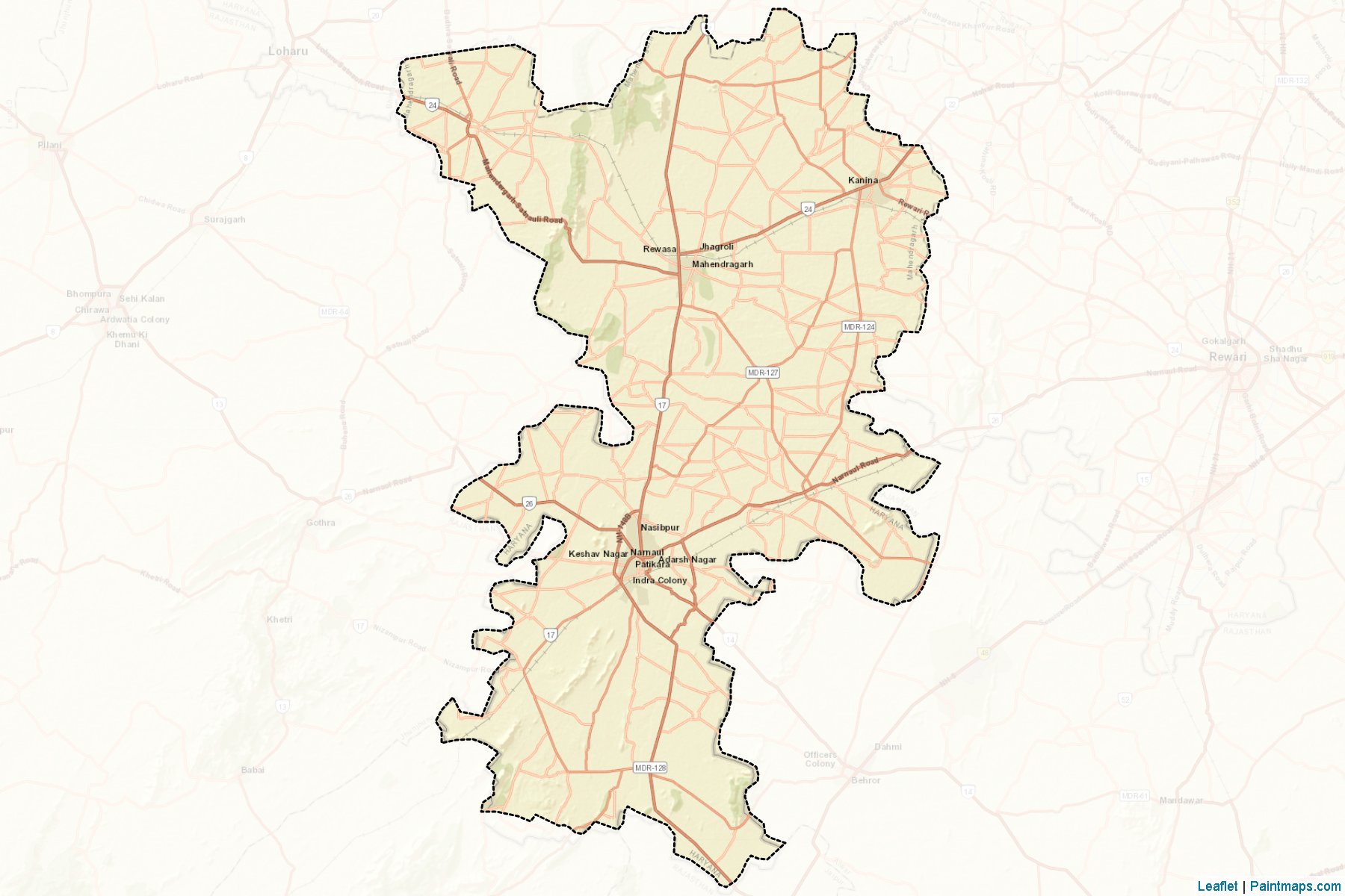 Muestras de recorte de mapas Mahendragarh (Haryana)-2