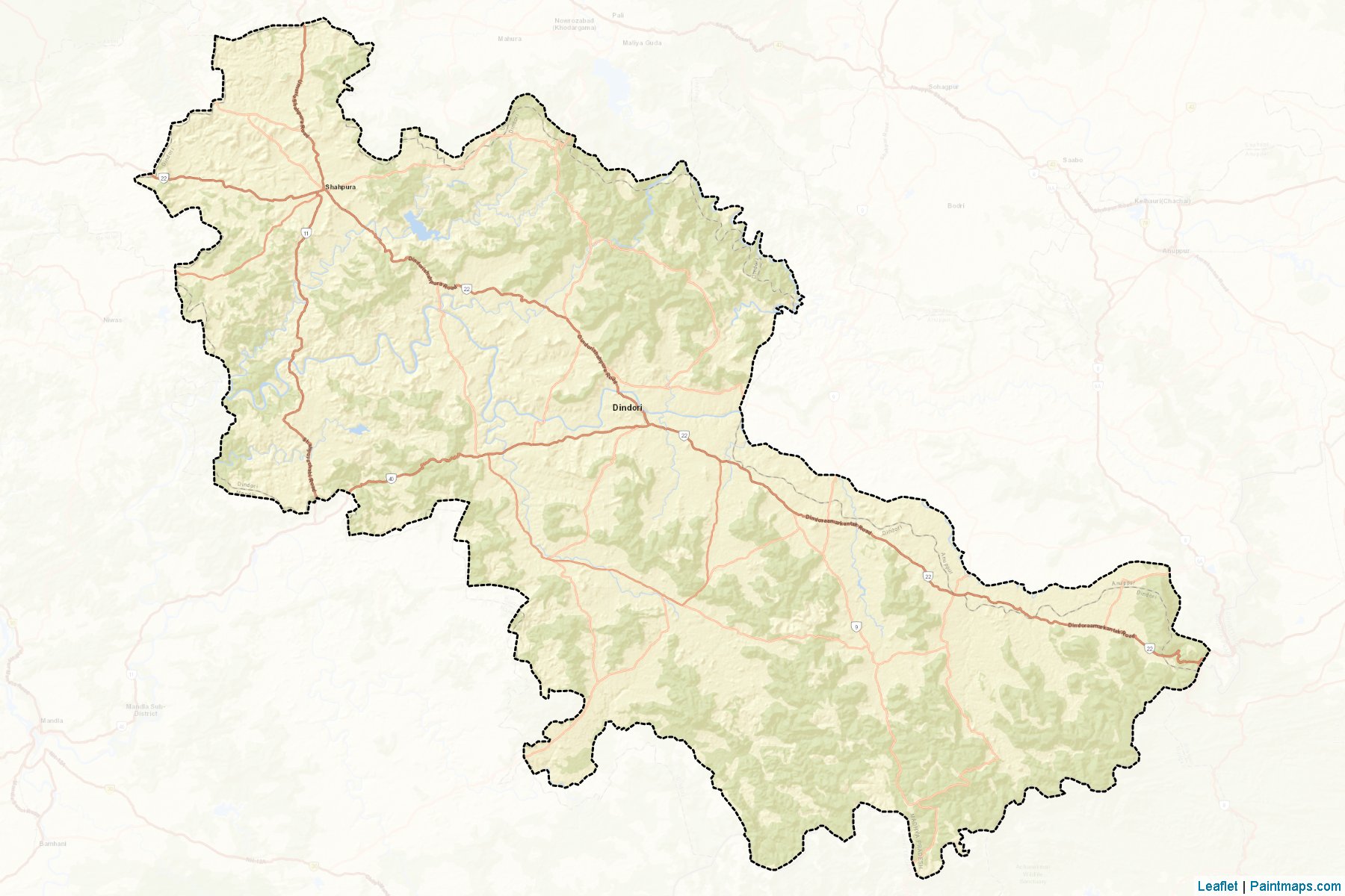 Muestras de recorte de mapas Dindori (Madhya Pradesh)-2