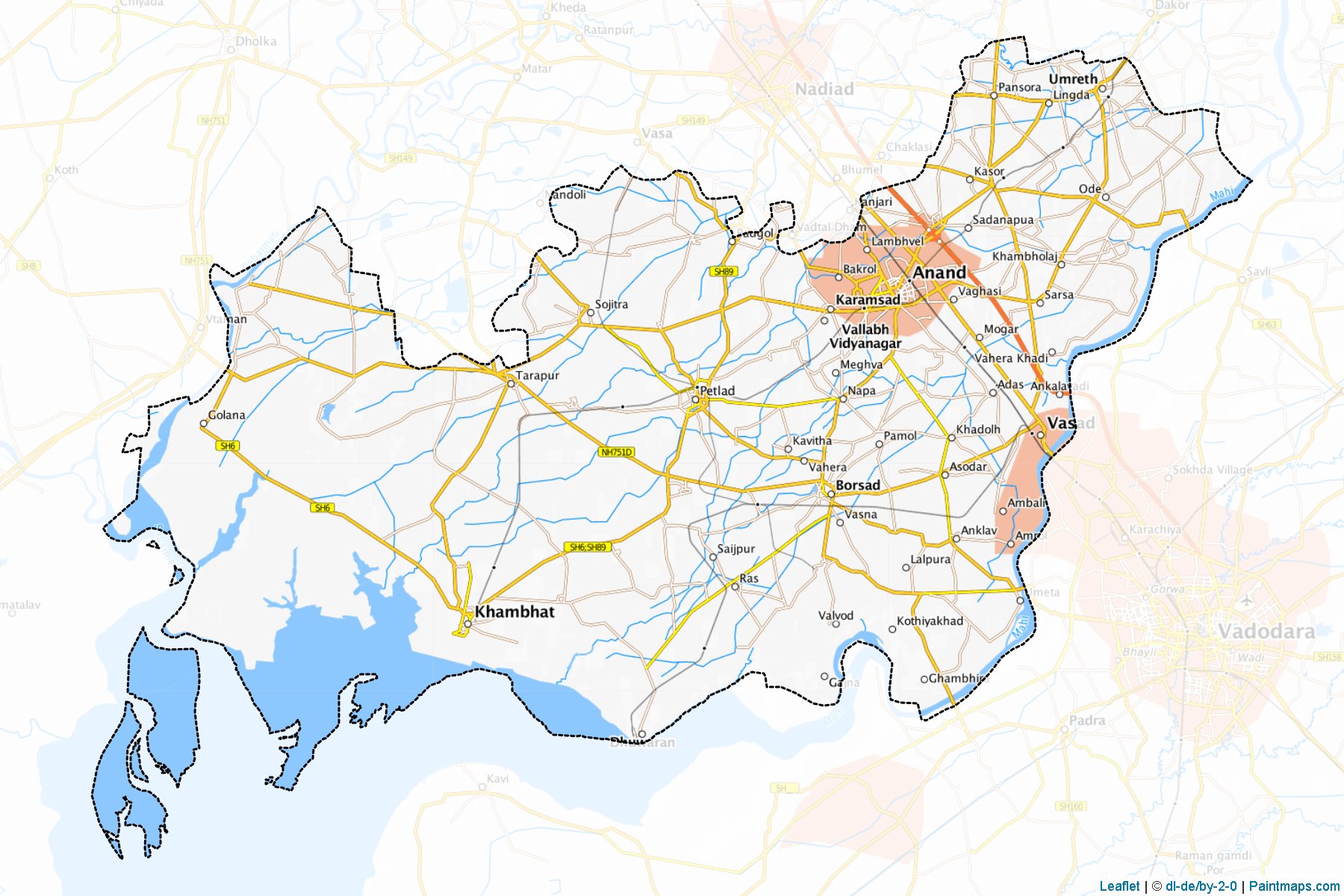 Muestras de recorte de mapas Anand (Gujarat)-1