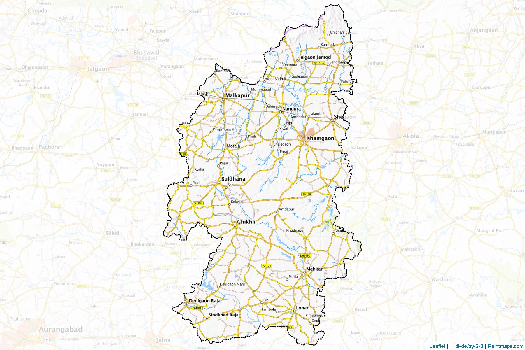 Muestras de recorte de mapas Buldana (Maharashtra)-1