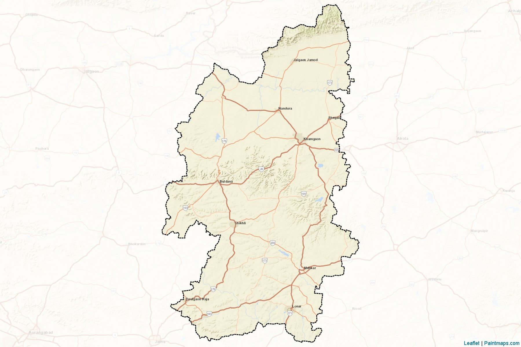 Muestras de recorte de mapas Buldana (Maharashtra)-2