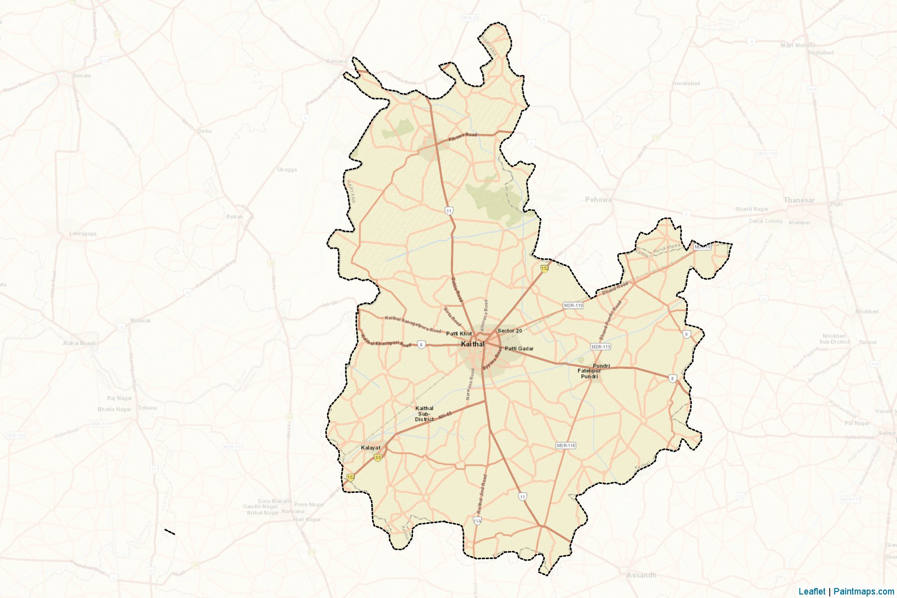 Muestras de recorte de mapas Kaithal (Haryana)-2