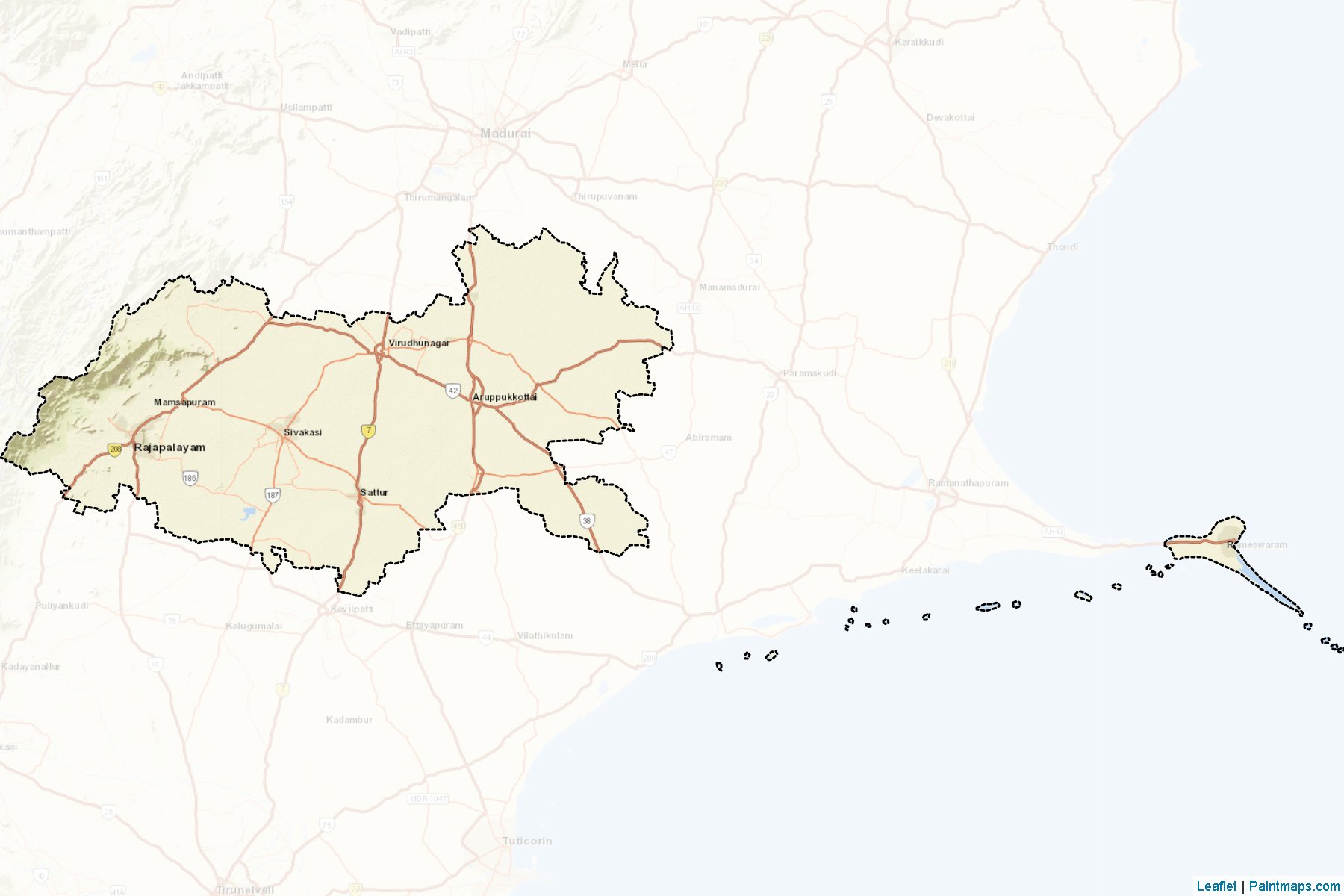 Virudhunagar (Tamil Nadu) Map Cropping Samples-2