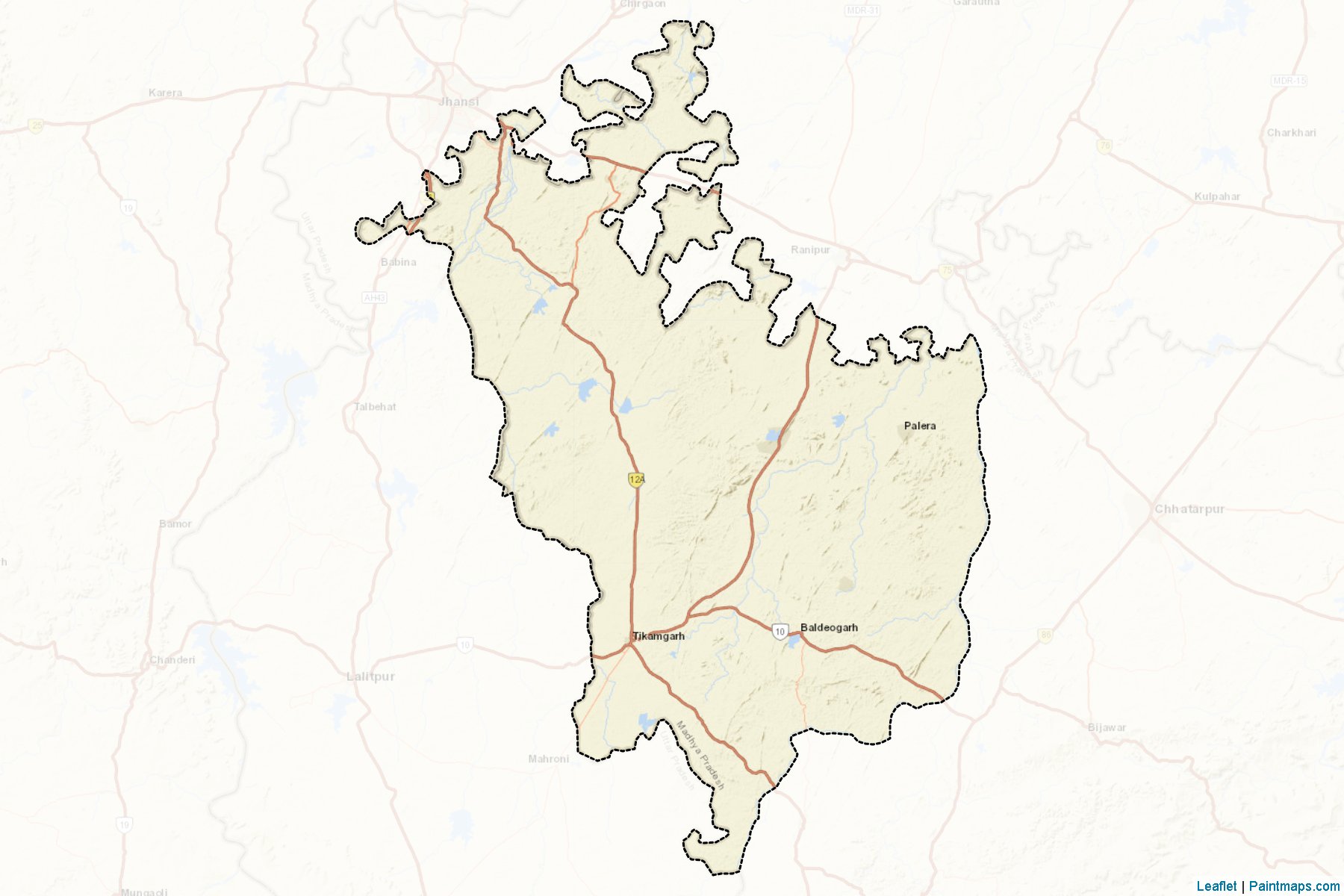 Muestras de recorte de mapas Tikamgarh (Madhya Pradesh)-2