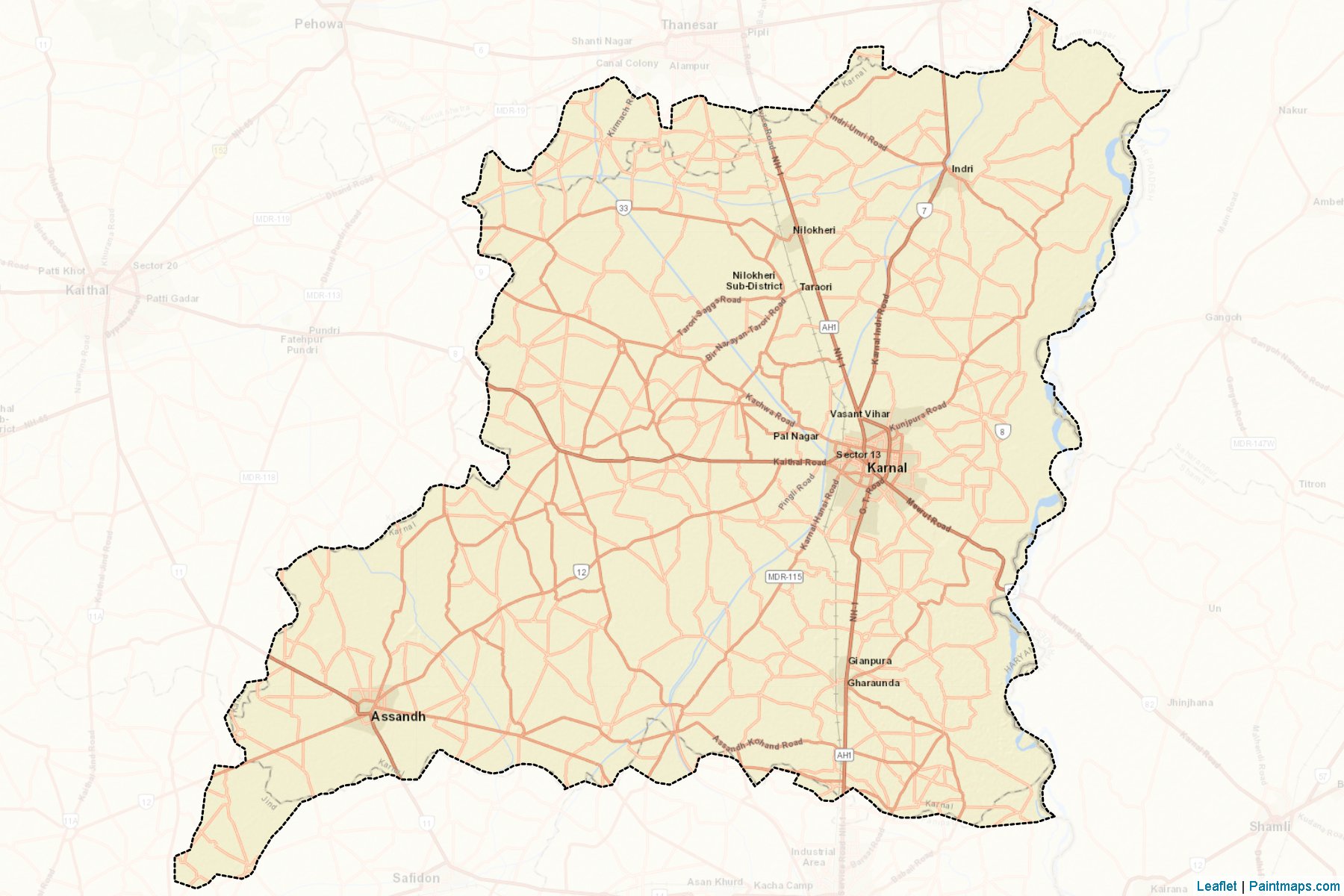 Muestras de recorte de mapas Karnal (Haryana)-2