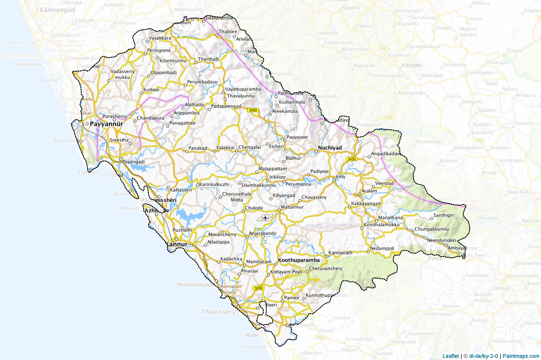 Border cropping samples for Kannur map.