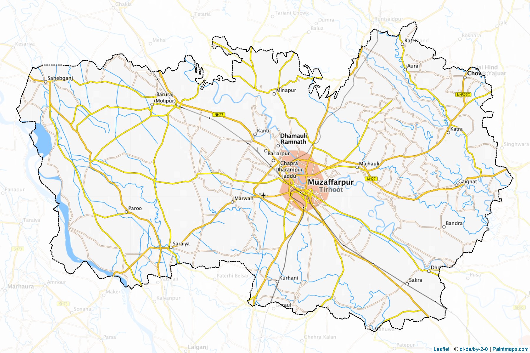 Muestras de recorte de mapas Muzaffarpur (Bihar)-1