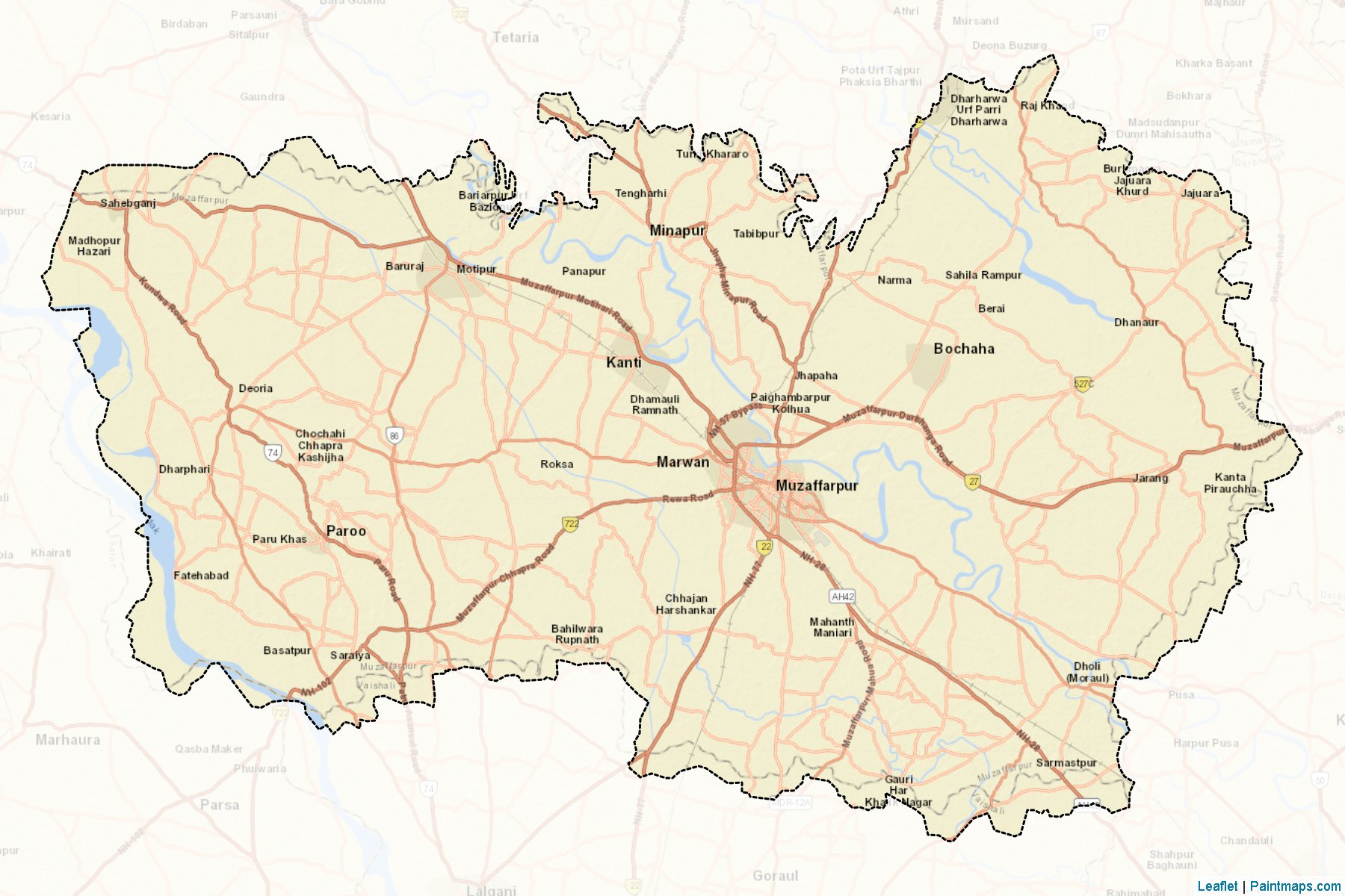 Muestras de recorte de mapas Muzaffarpur (Bihar)-2