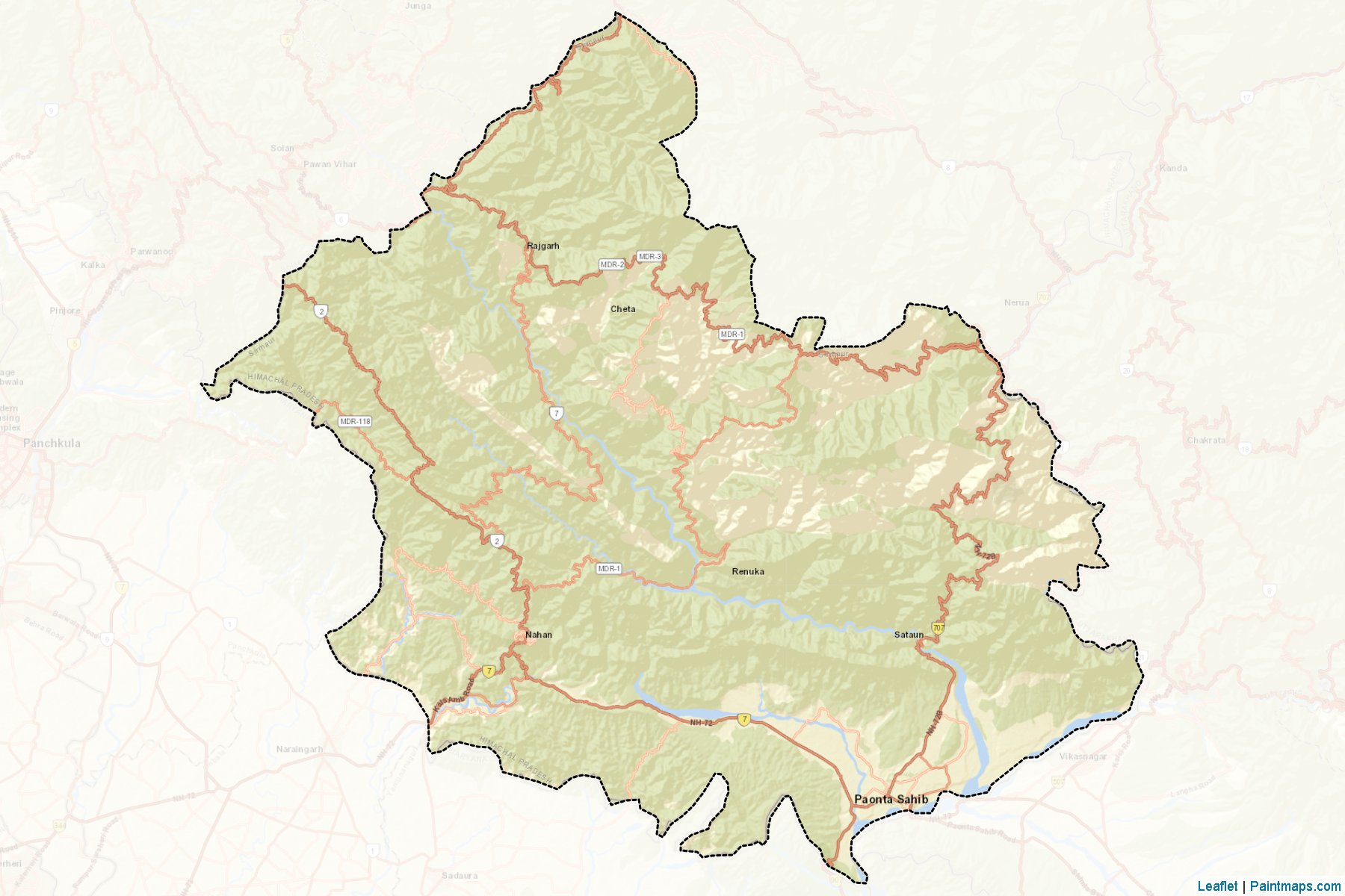 Muestras de recorte de mapas Sirmaur (Himachal Pradesh)-2