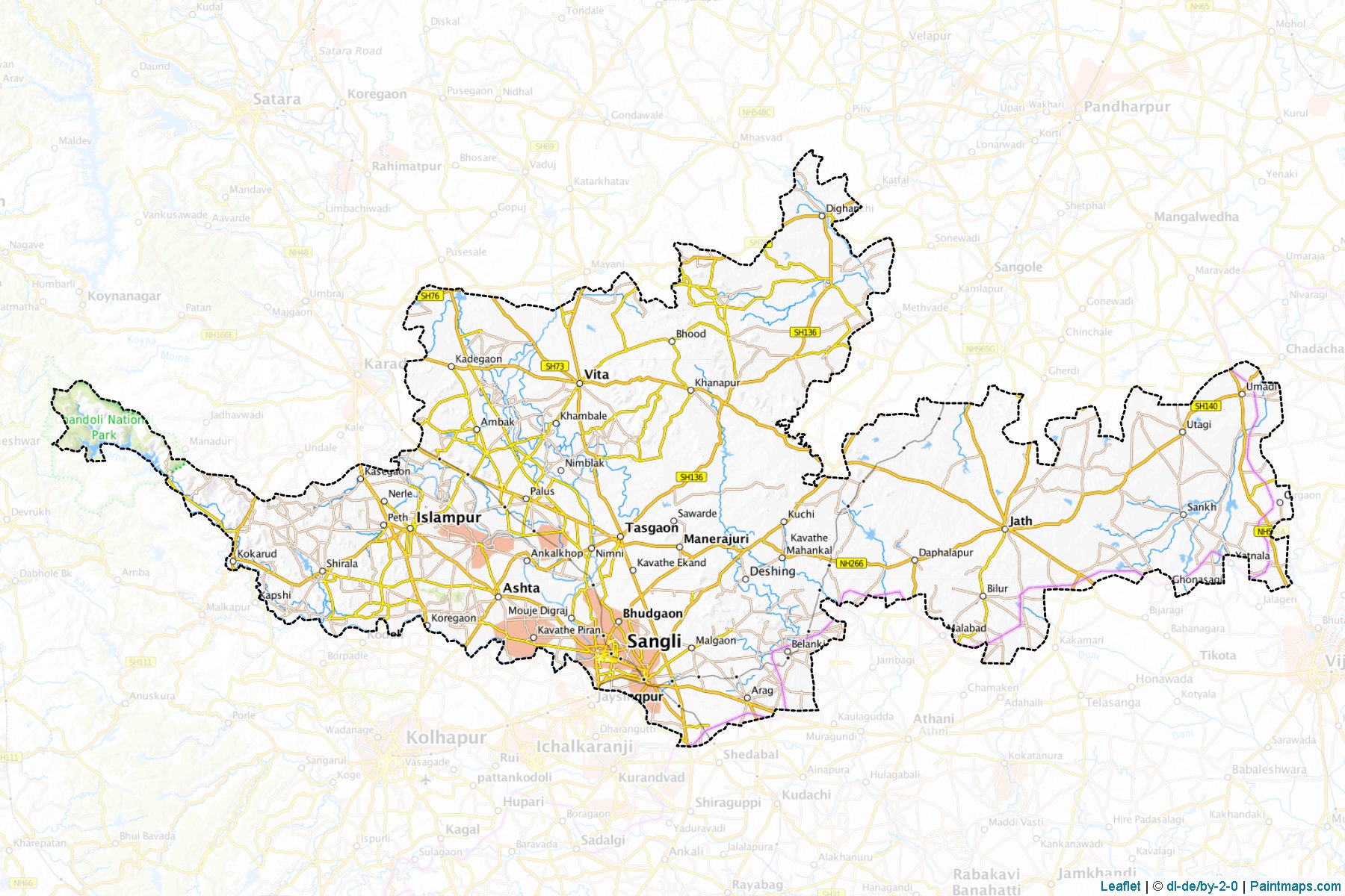 Muestras de recorte de mapas Sangli (Maharashtra)-1