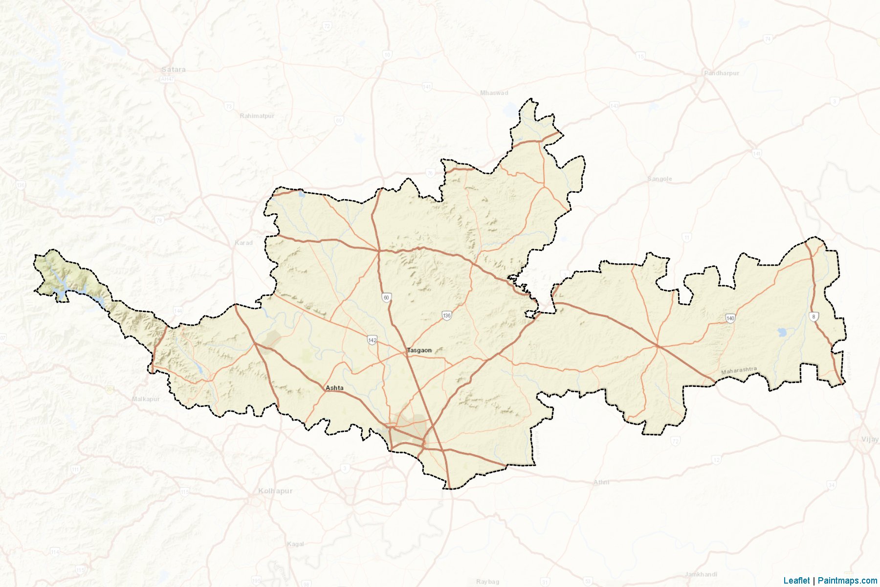 Muestras de recorte de mapas Sangli (Maharashtra)-2