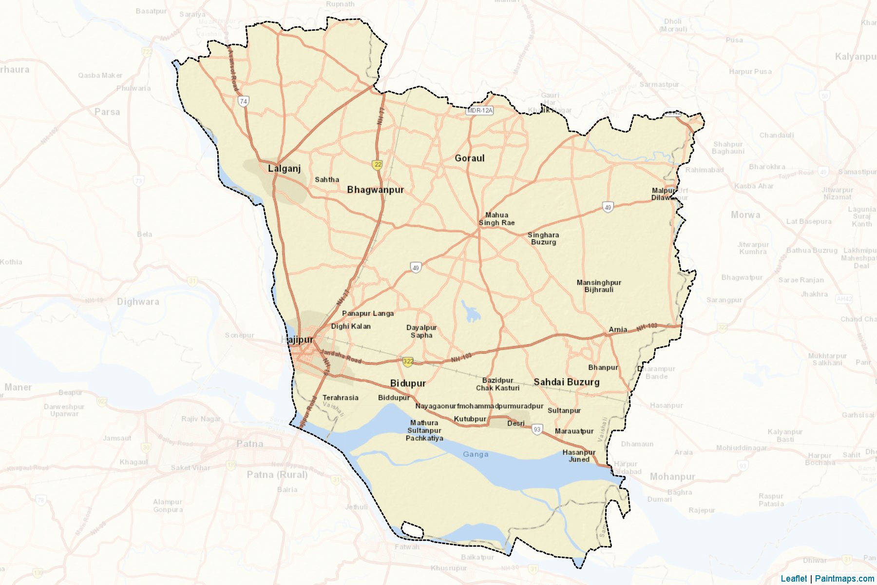 Muestras de recorte de mapas Vaishali (Bihar)-2