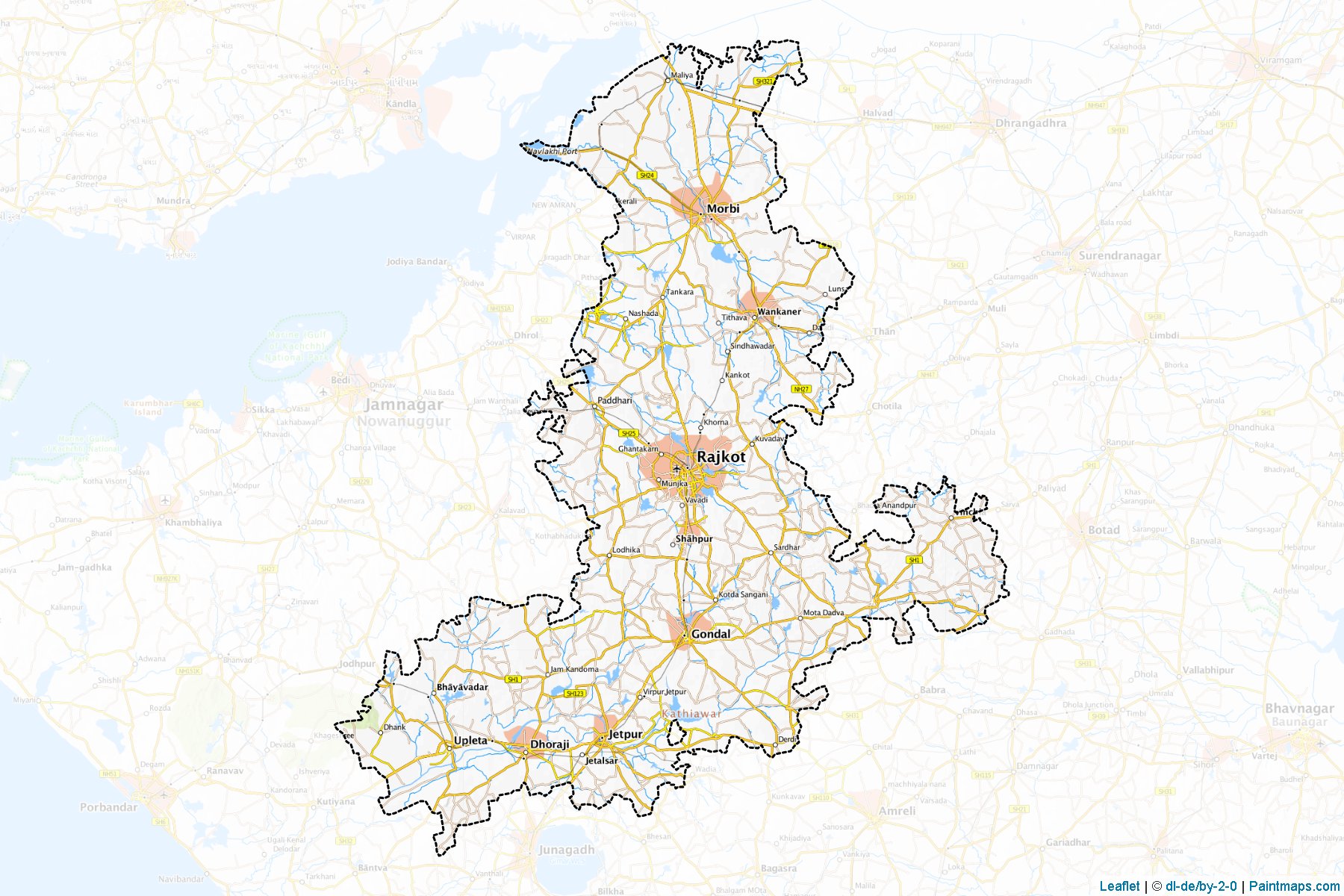 Muestras de recorte de mapas Rajkot (Gujarat)-1