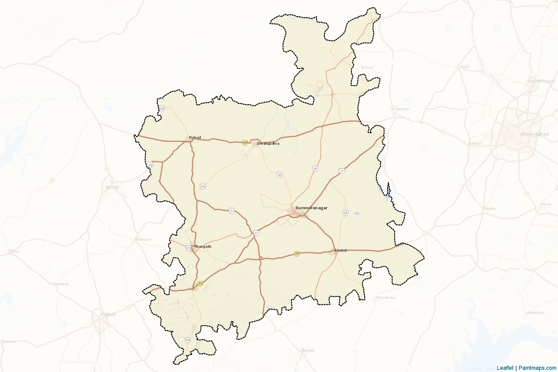 Surendranagar (Gujarat) Map Cropping Samples-2