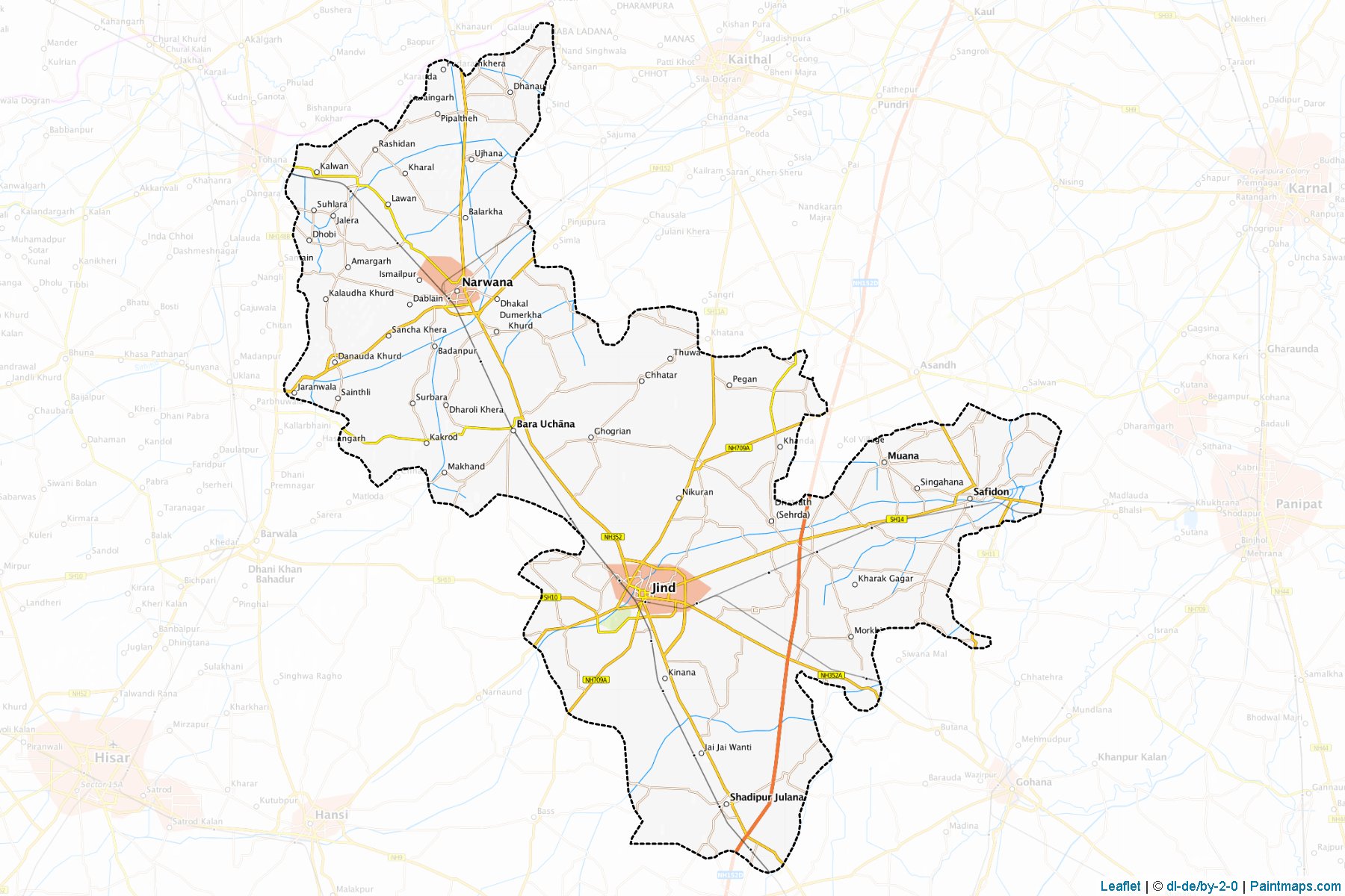 Muestras de recorte de mapas Jind (Haryana)-1