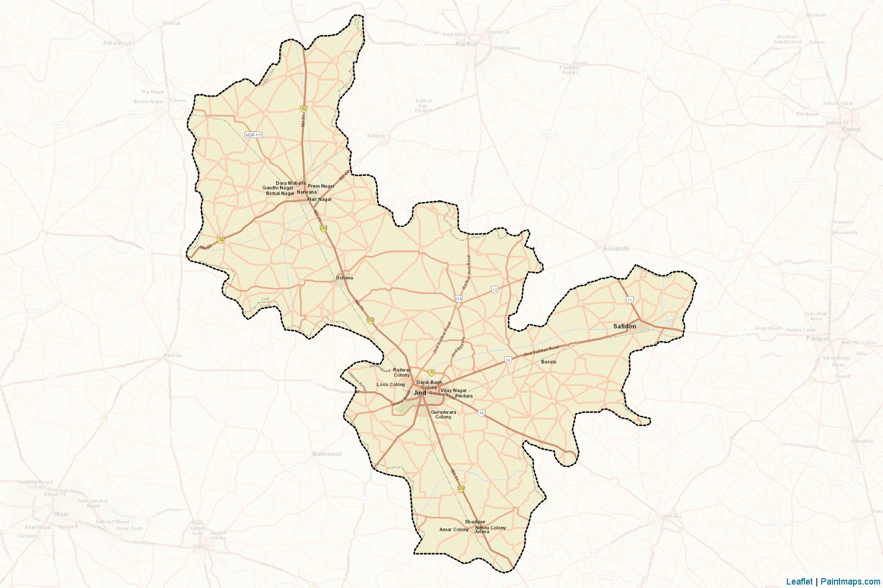 Muestras de recorte de mapas Jind (Haryana)-2