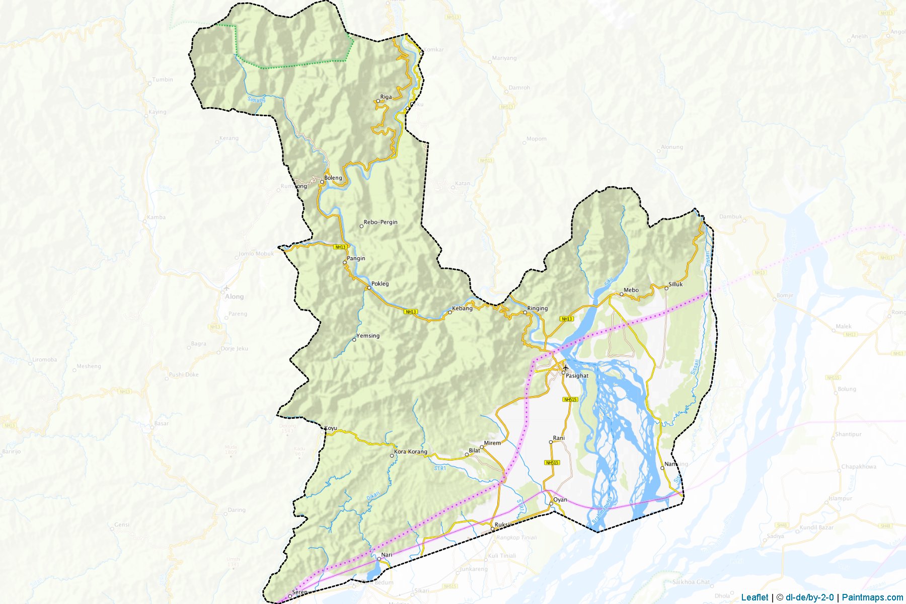 East Siang (Arunaçhal Pradesh) Haritası Örnekleri-1