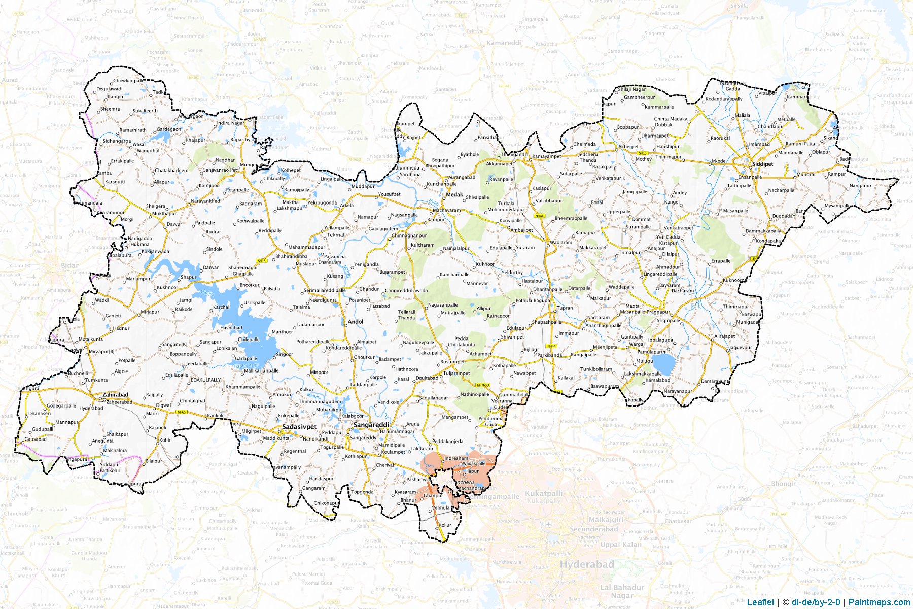 Muestras de recorte de mapas Medak (Telangana)-1