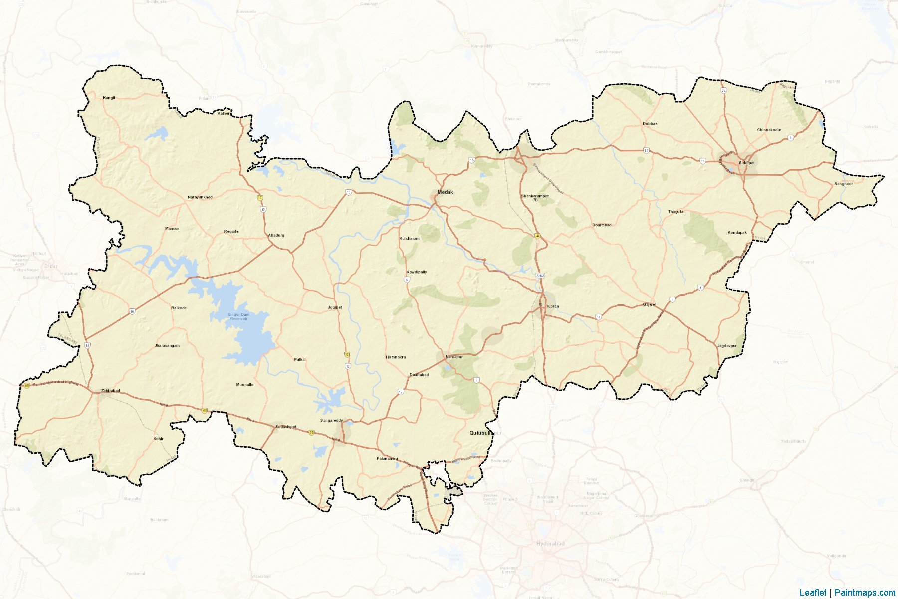 Muestras de recorte de mapas Medak (Telangana)-2