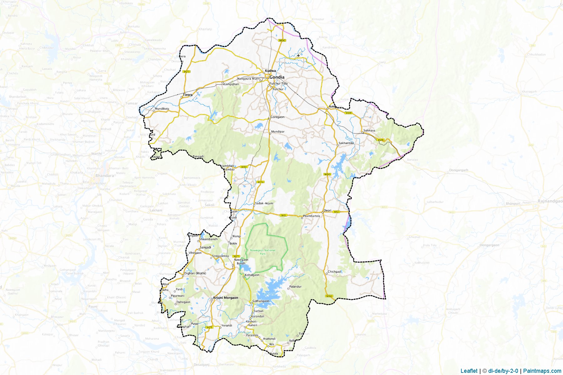 Muestras de recorte de mapas Gondiya (Maharashtra)-1