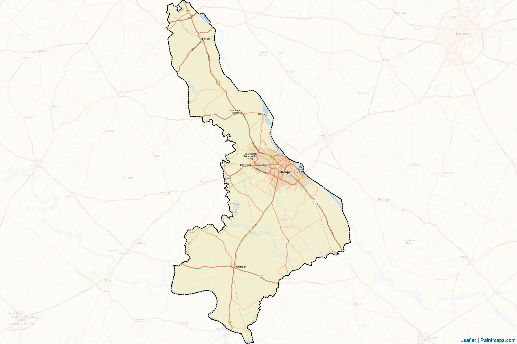 Kanpur (Uttar Pradesh) Map Cropping Samples-2