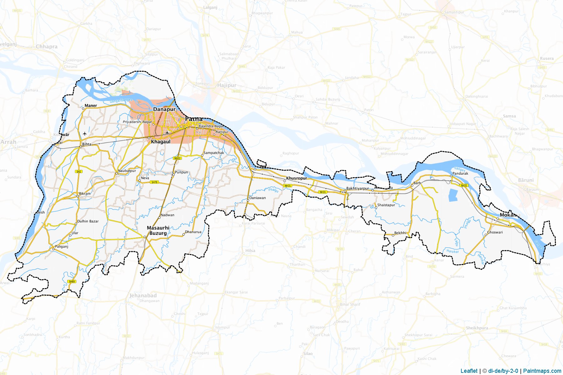 Muestras de recorte de mapas Patna (Bihar)-1