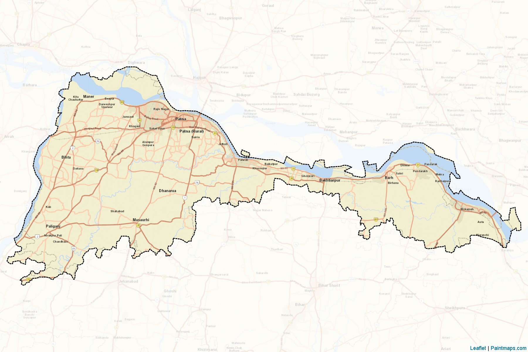 Muestras de recorte de mapas Patna (Bihar)-2