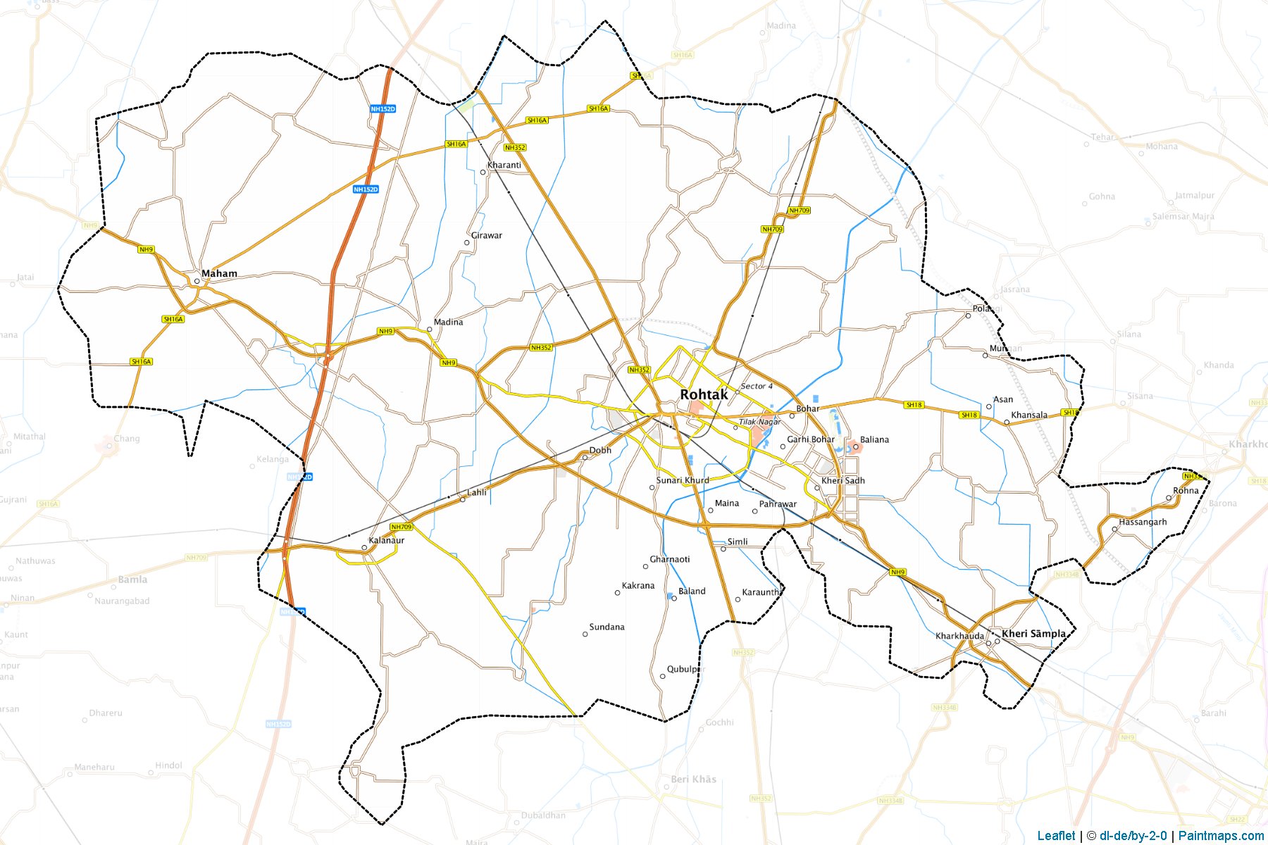 Muestras de recorte de mapas Rohtak (Haryana)-1