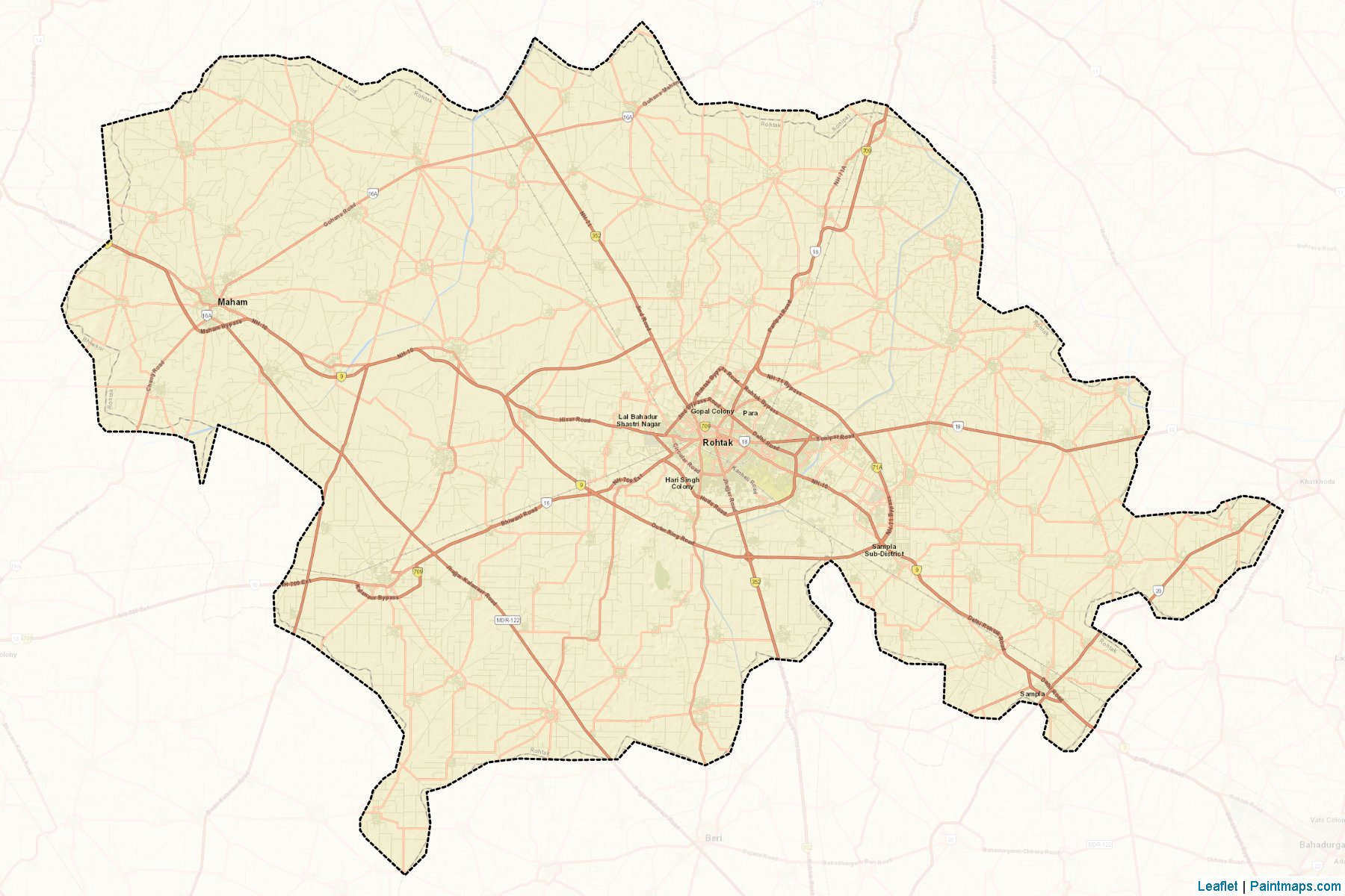 Muestras de recorte de mapas Rohtak (Haryana)-2