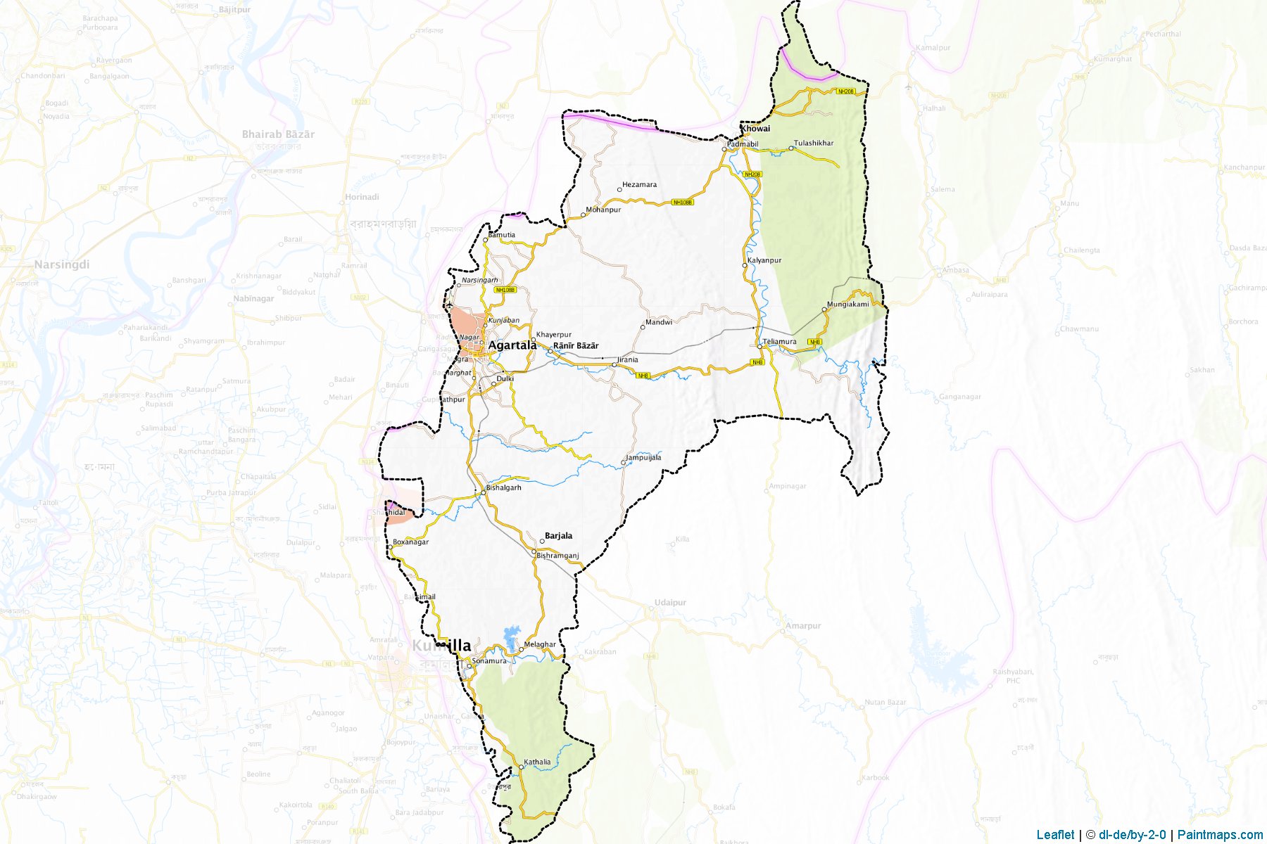 Muestras de recorte de mapas West Tripura (Tripura)-1