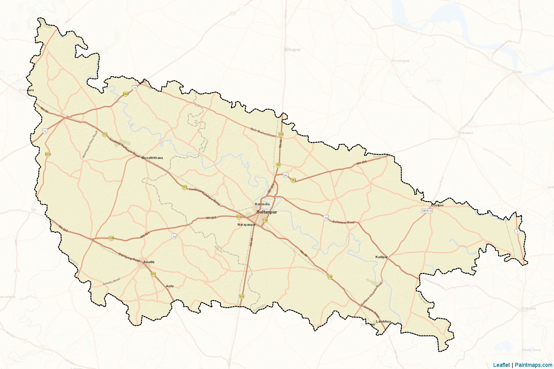 Muestras de recorte de mapas Sultanpur (Uttar Pradesh)-2