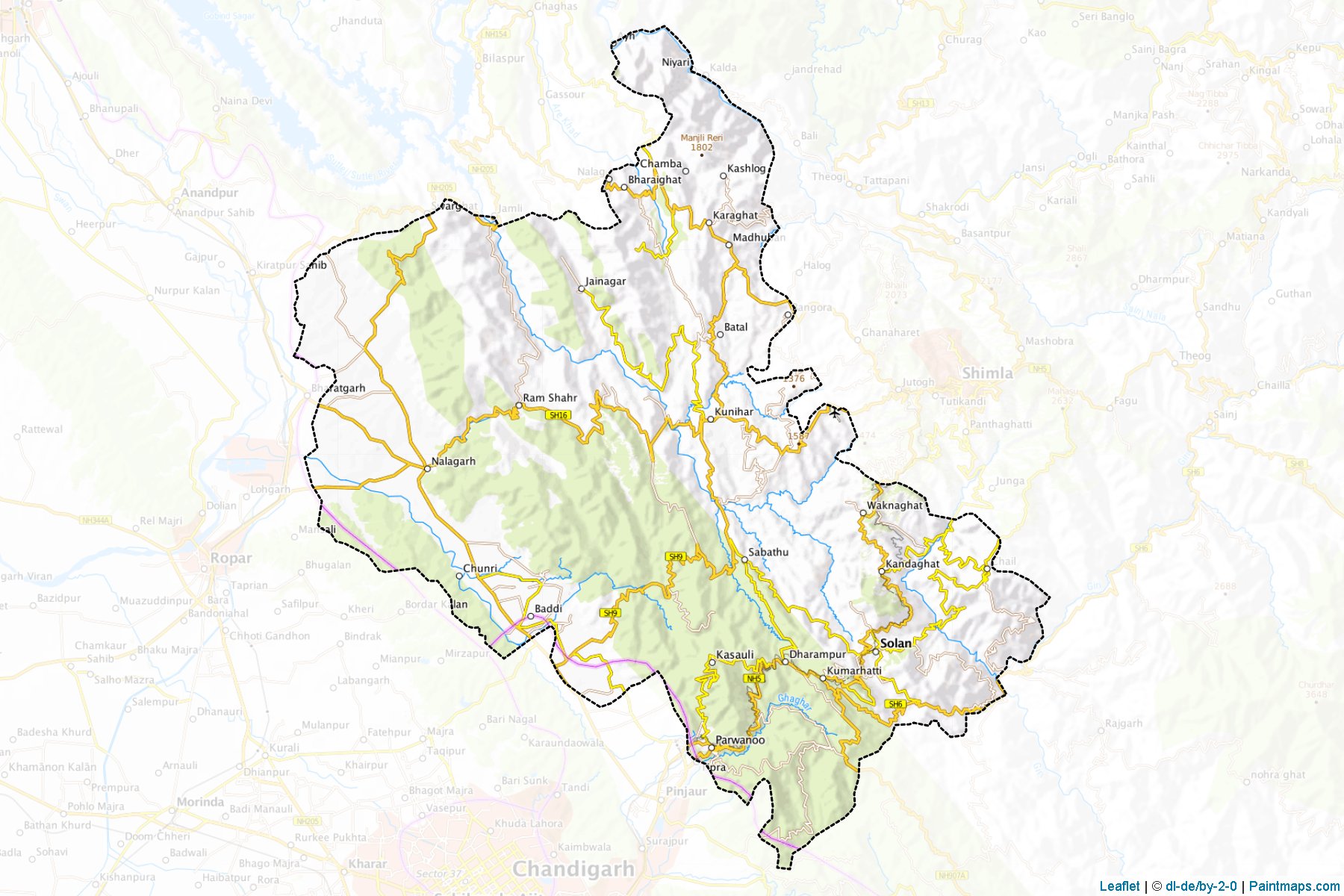 Muestras de recorte de mapas Solan (Himachal Pradesh)-1