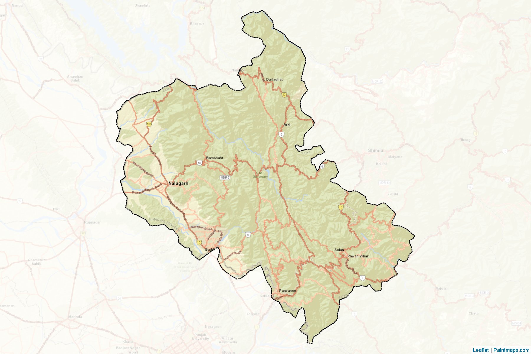 Muestras de recorte de mapas Solan (Himachal Pradesh)-2