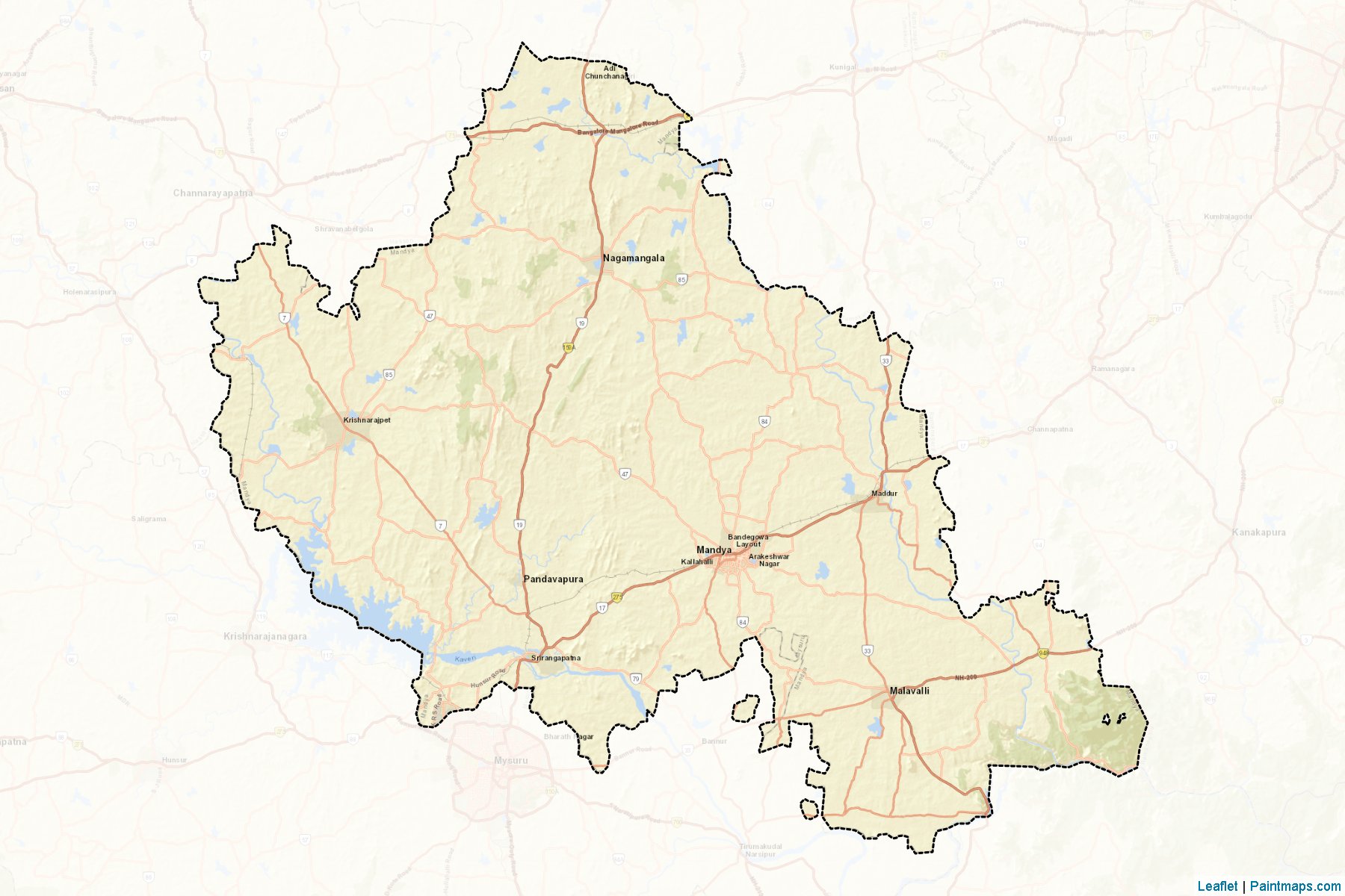 Muestras de recorte de mapas Mandya (Karnataka)-2