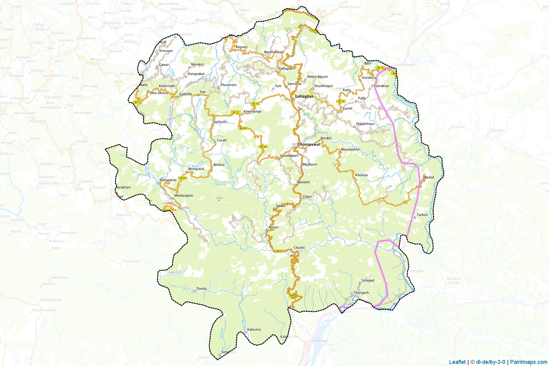 Muestras de recorte de mapas Champawat (Uttarakhand)-1