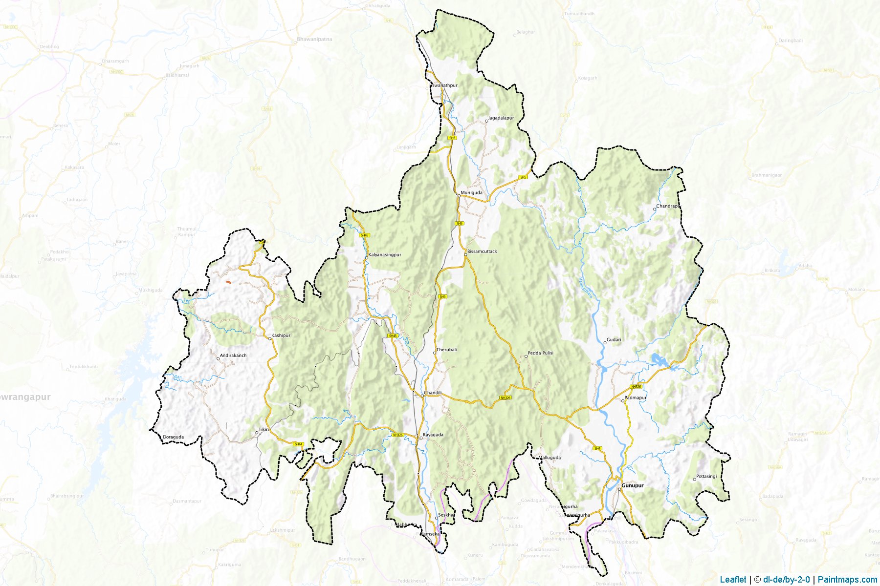 Muestras de recorte de mapas Rayagada (Odisha)-1