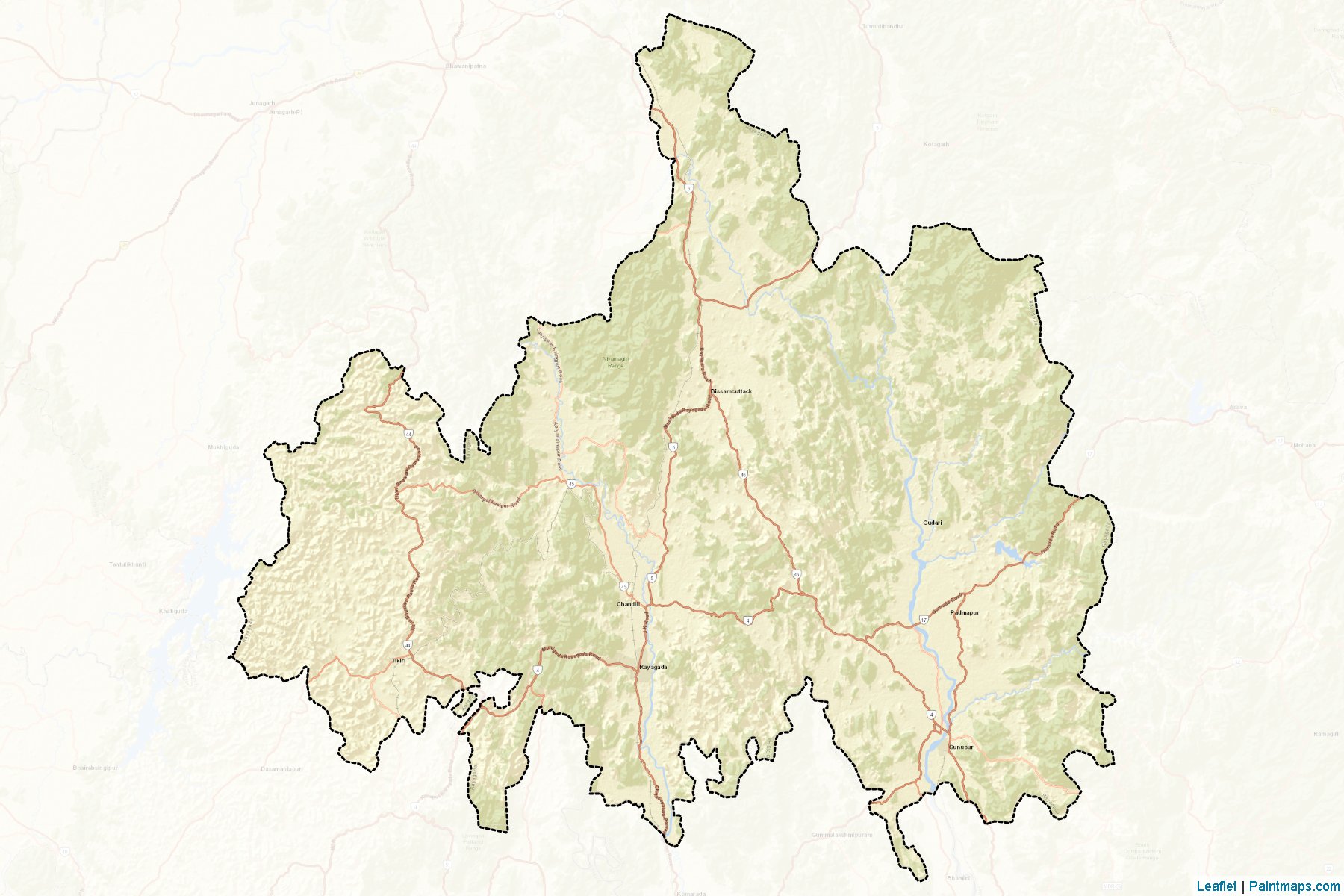 Muestras de recorte de mapas Rayagada (Odisha)-2