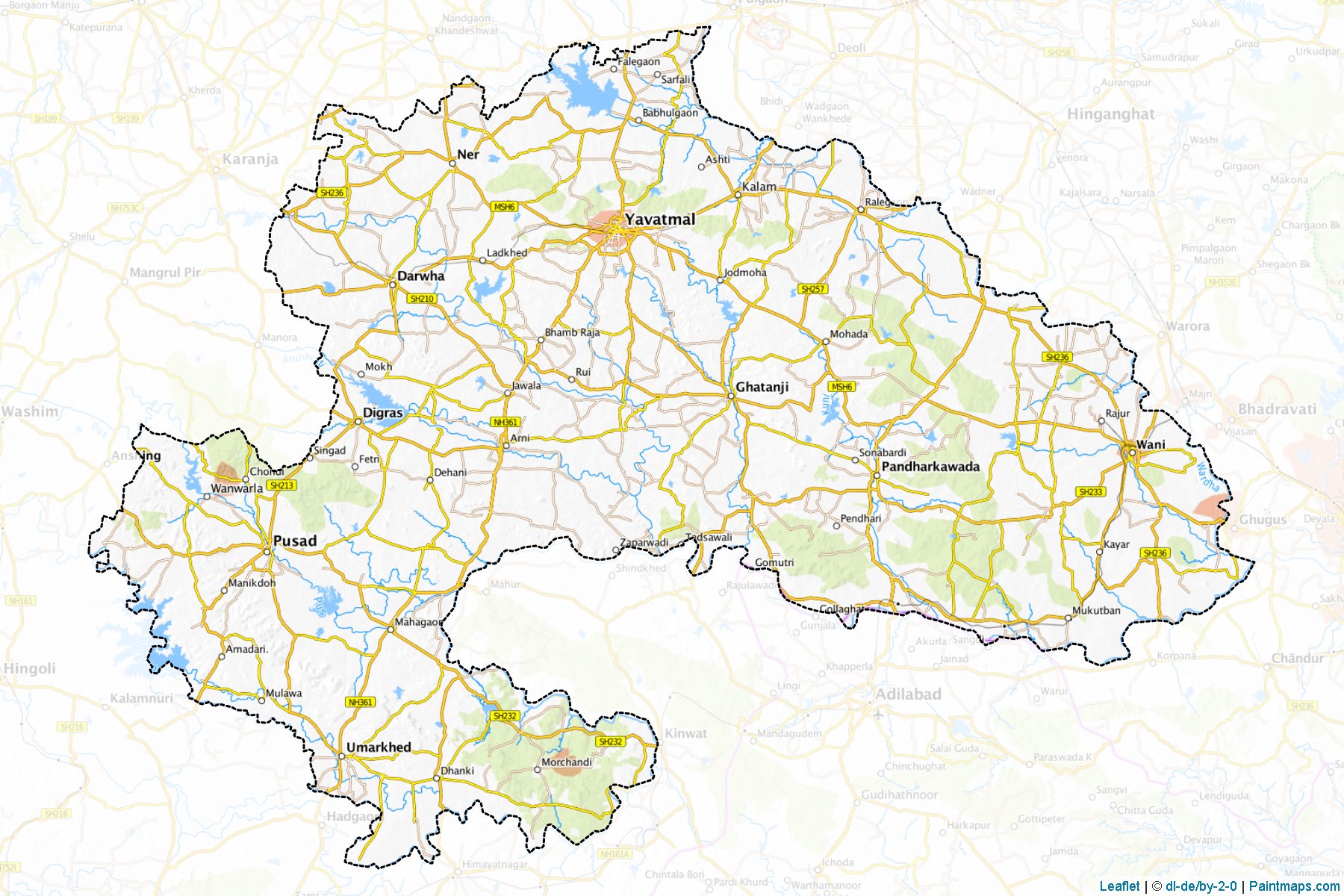 Muestras de recorte de mapas Yavatmal (Maharashtra)-1