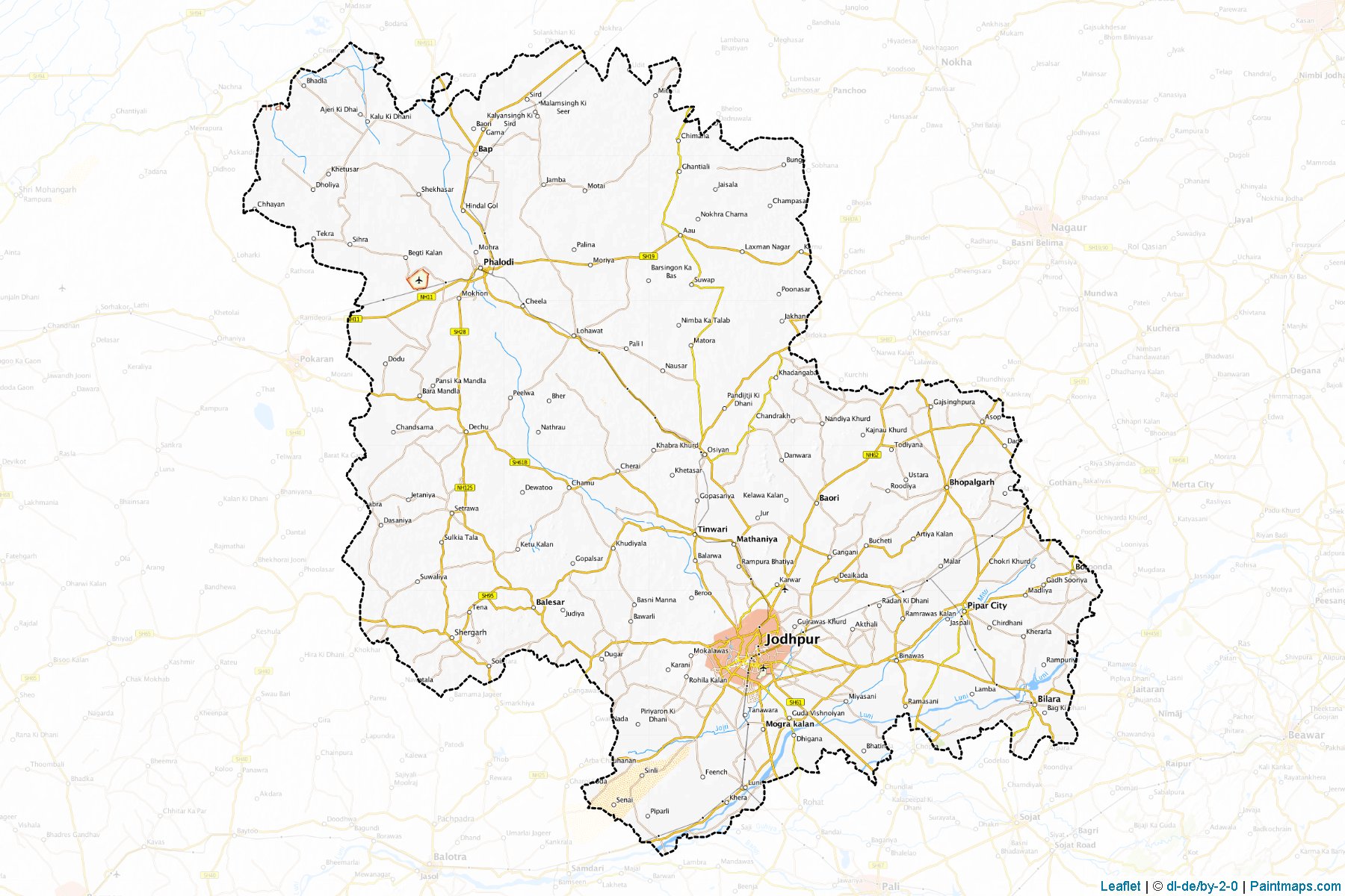 Muestras de recorte de mapas Jodhpur (Rajasthan)-1