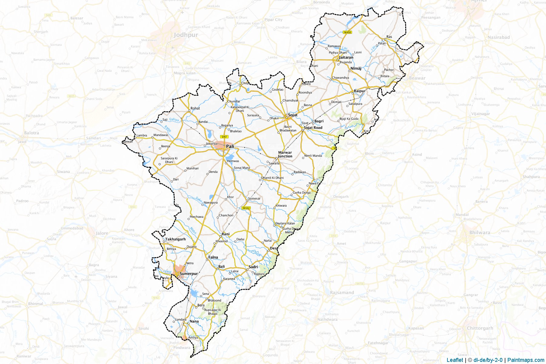 Muestras de recorte de mapas Pali (Rajasthan)-1